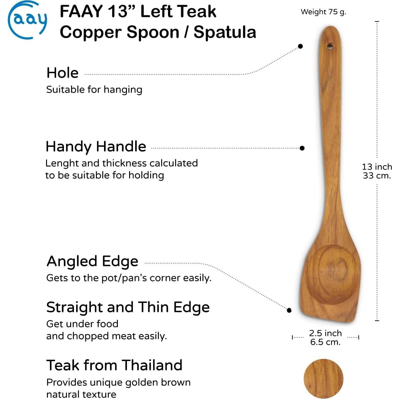 Cuchara Chopper FAAY para Mano Izquierda de Teak 33cm