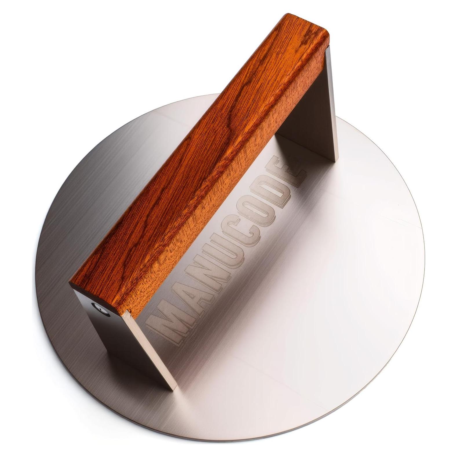 Prensa para Hamburguesas 20 cm Manucode Acero Inoxidable 1.4 kg