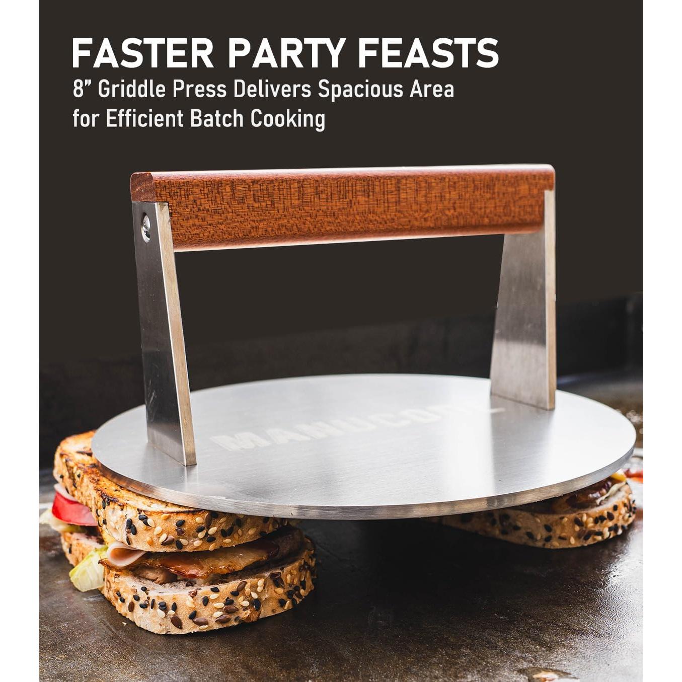 Prensa para Hamburguesas 20 cm Manucode Acero Inoxidable 1.4 kg