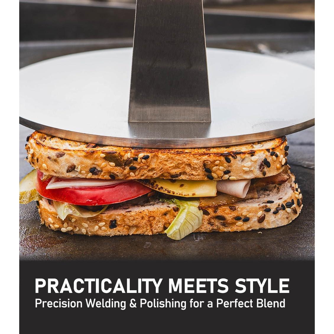 Prensa para Hamburguesas 20 cm Manucode Acero Inoxidable 1.4 kg