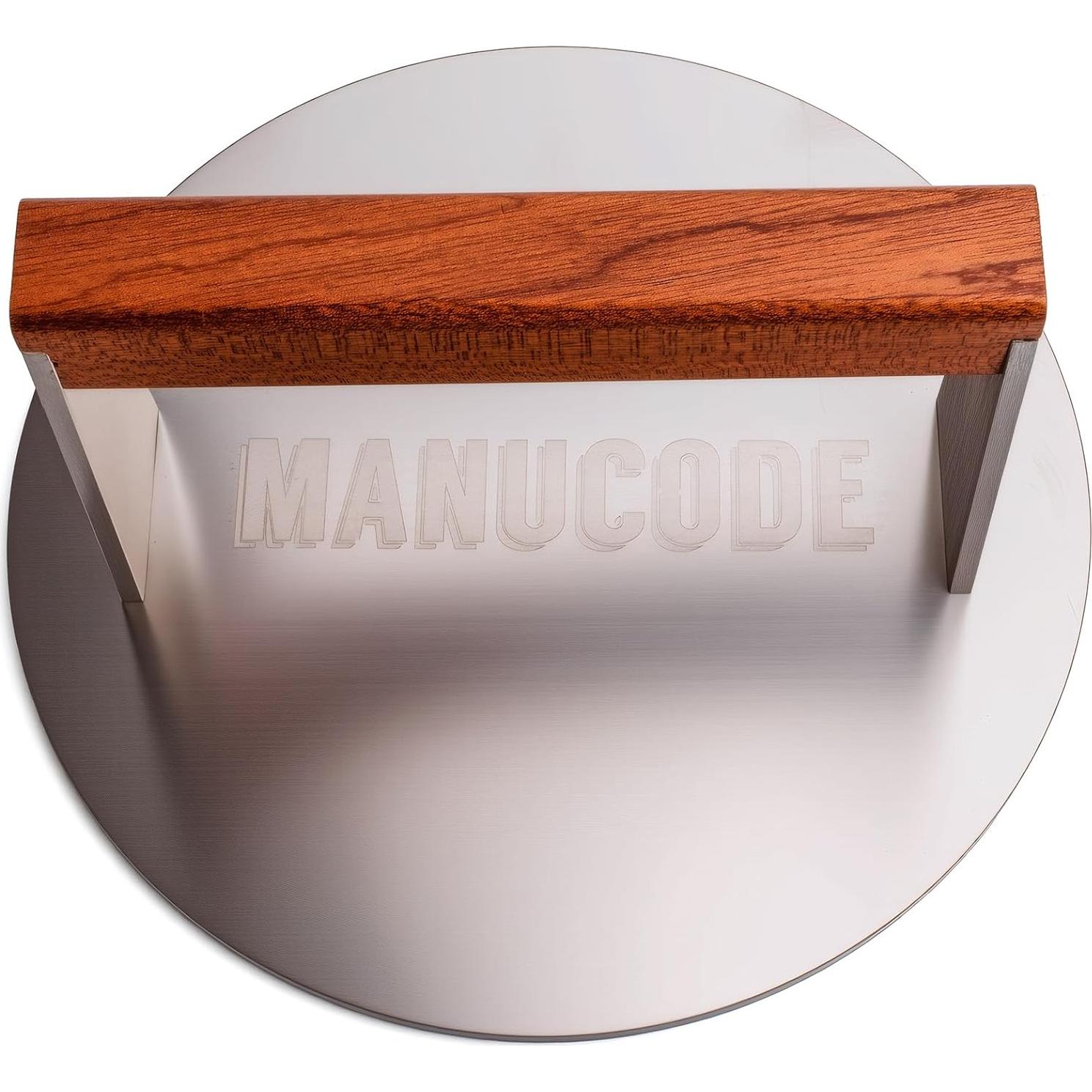 Prensa para Hamburguesas 20 cm Manucode Acero Inoxidable 1.4 kg