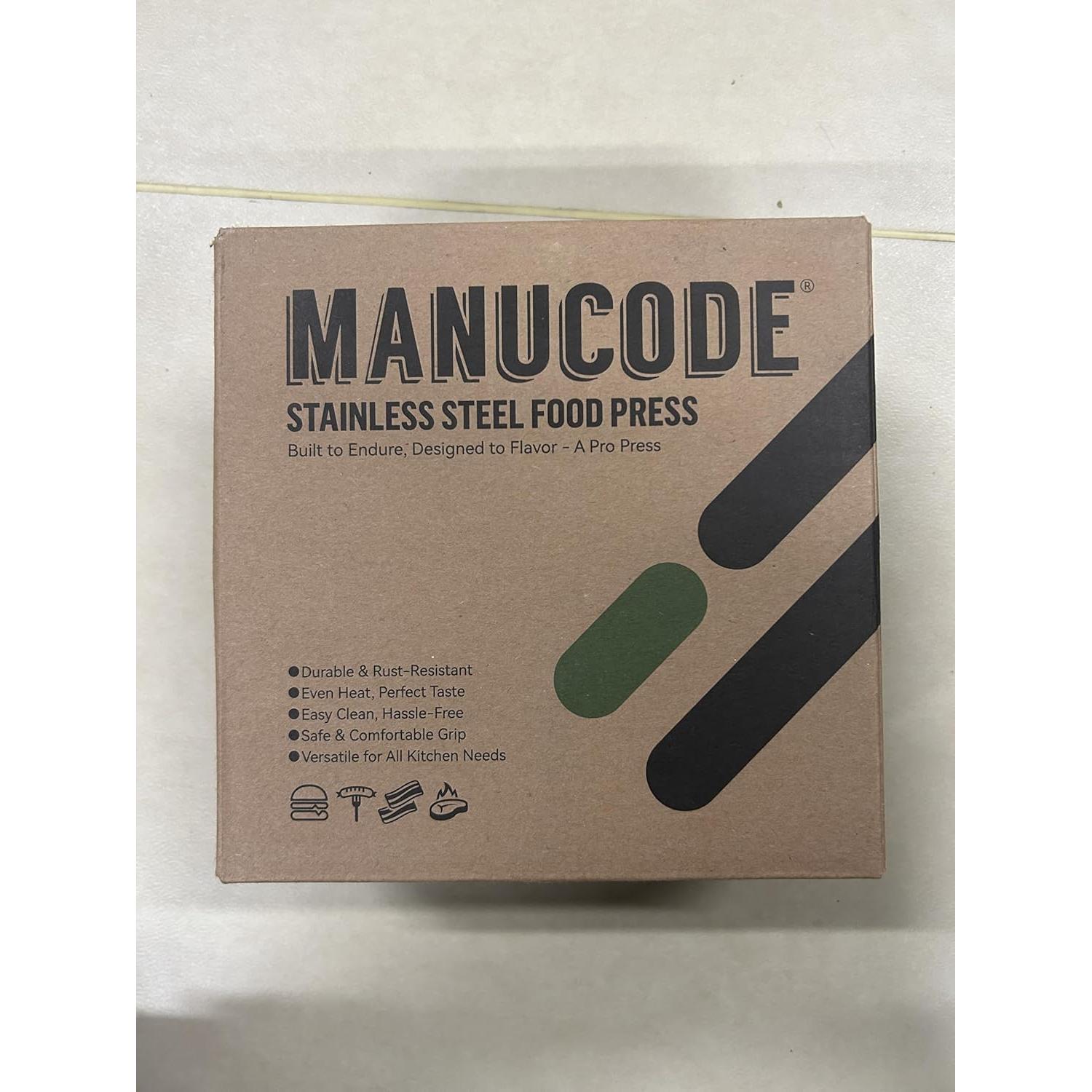 Prensa para Hamburguesas 20 cm Manucode Acero Inoxidable 1.4 kg