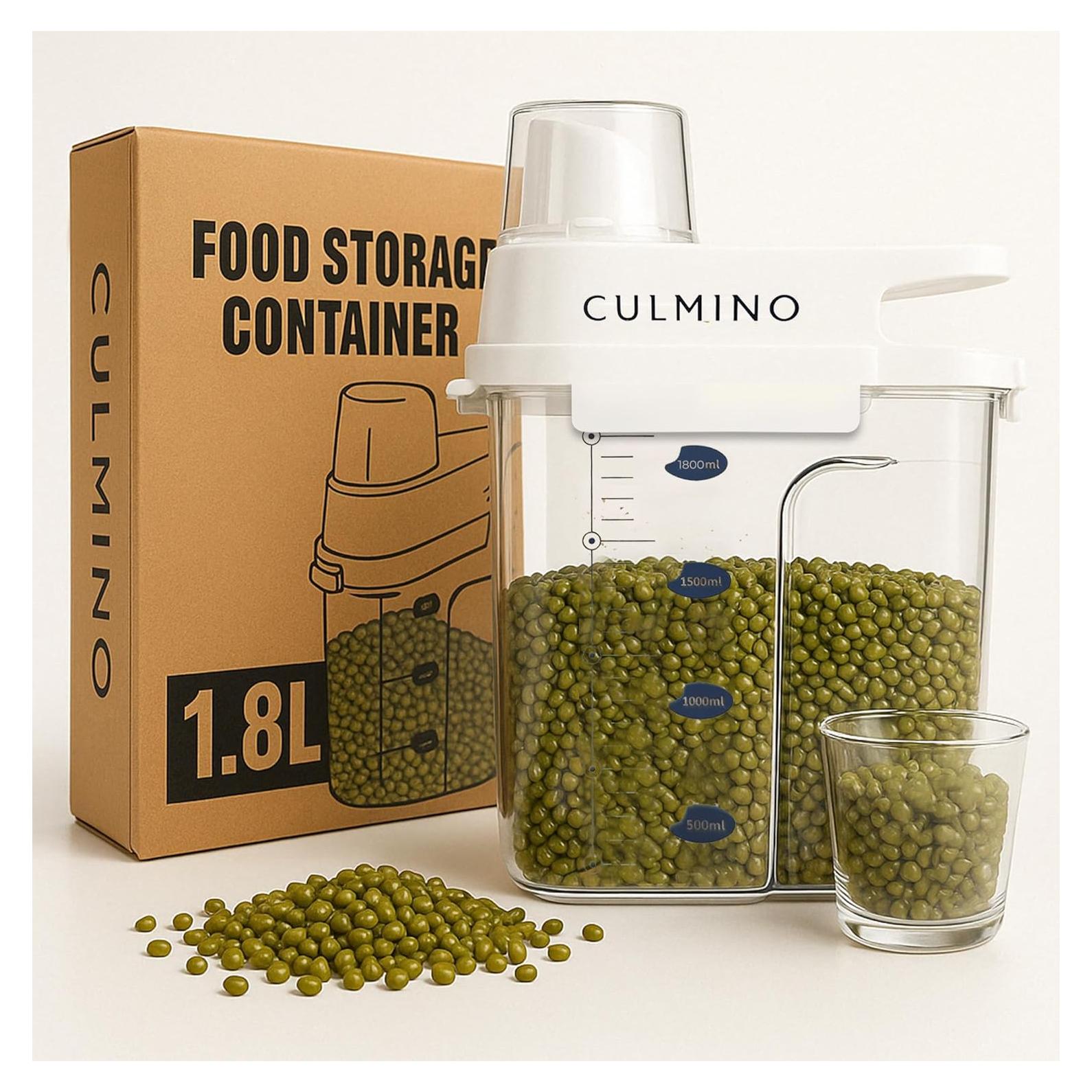 Airtight Cereal Containers Storage with Pouring Spout & Measuring Cup – 1.8L BPA-Free Plastic Cereal Dispenser for Rice, Flour, Pet Food & More – Storage Container Durable & Leak-Proof