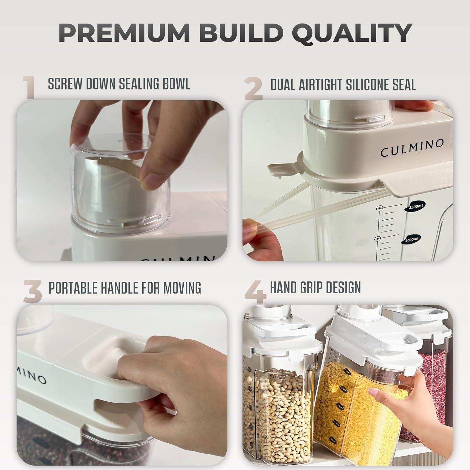 Airtight Cereal Containers Storage with Pouring Spout & Measuring Cup – 1.8L BPA-Free Plastic Cereal Dispenser for Rice, Flour, Pet Food & More – Storage Container Durable & Leak-Proof