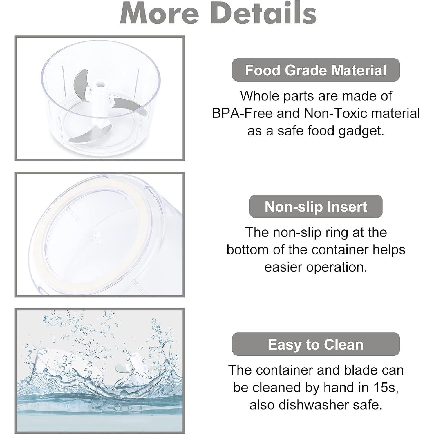 Picador de Alimentos Manual Geedel 2.5 Tazas Gris - Cebolla, Ajo, Verduras