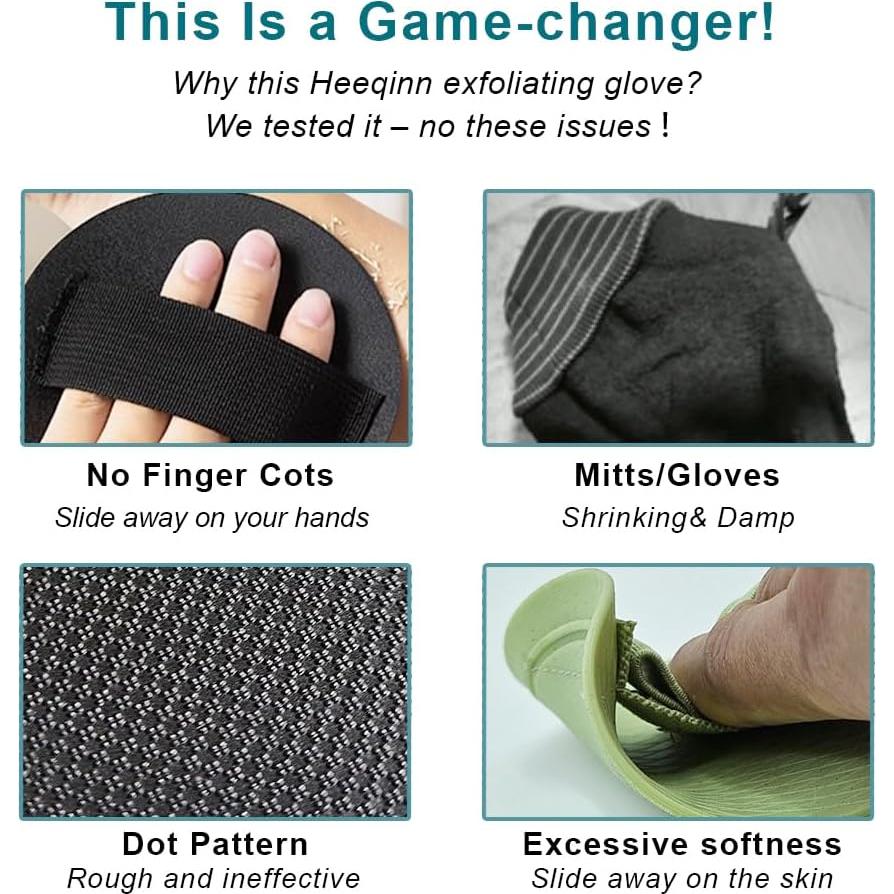 Heeqinn Rubber Dead Skin Remover for Body Shower, Rubber Exfoliating Gloves When Bathing, Wet The Skin During Use. Basic (1 Piece)