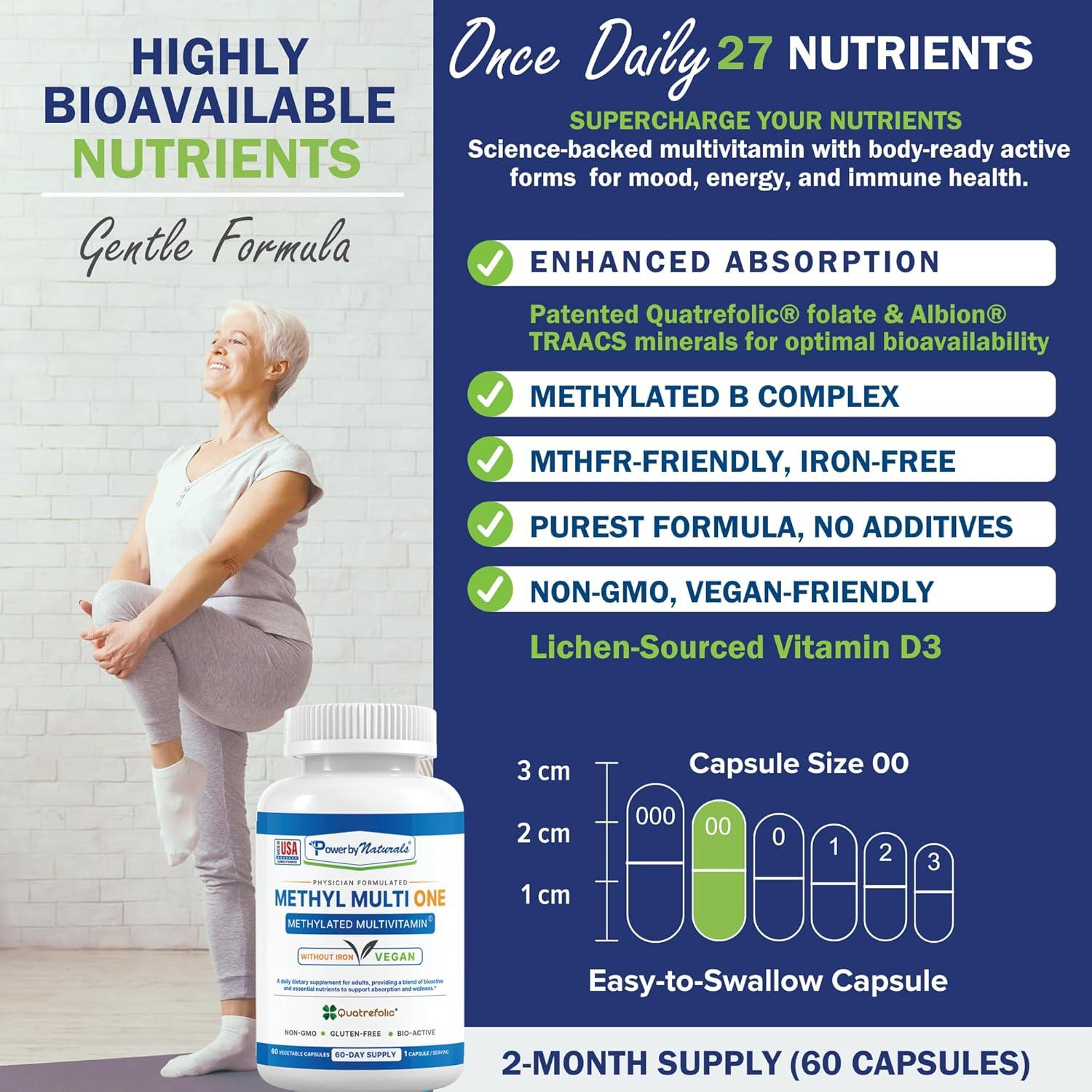 Multivitamina Metilada Power By Naturals 60 Cápsulas - Sin Hierro