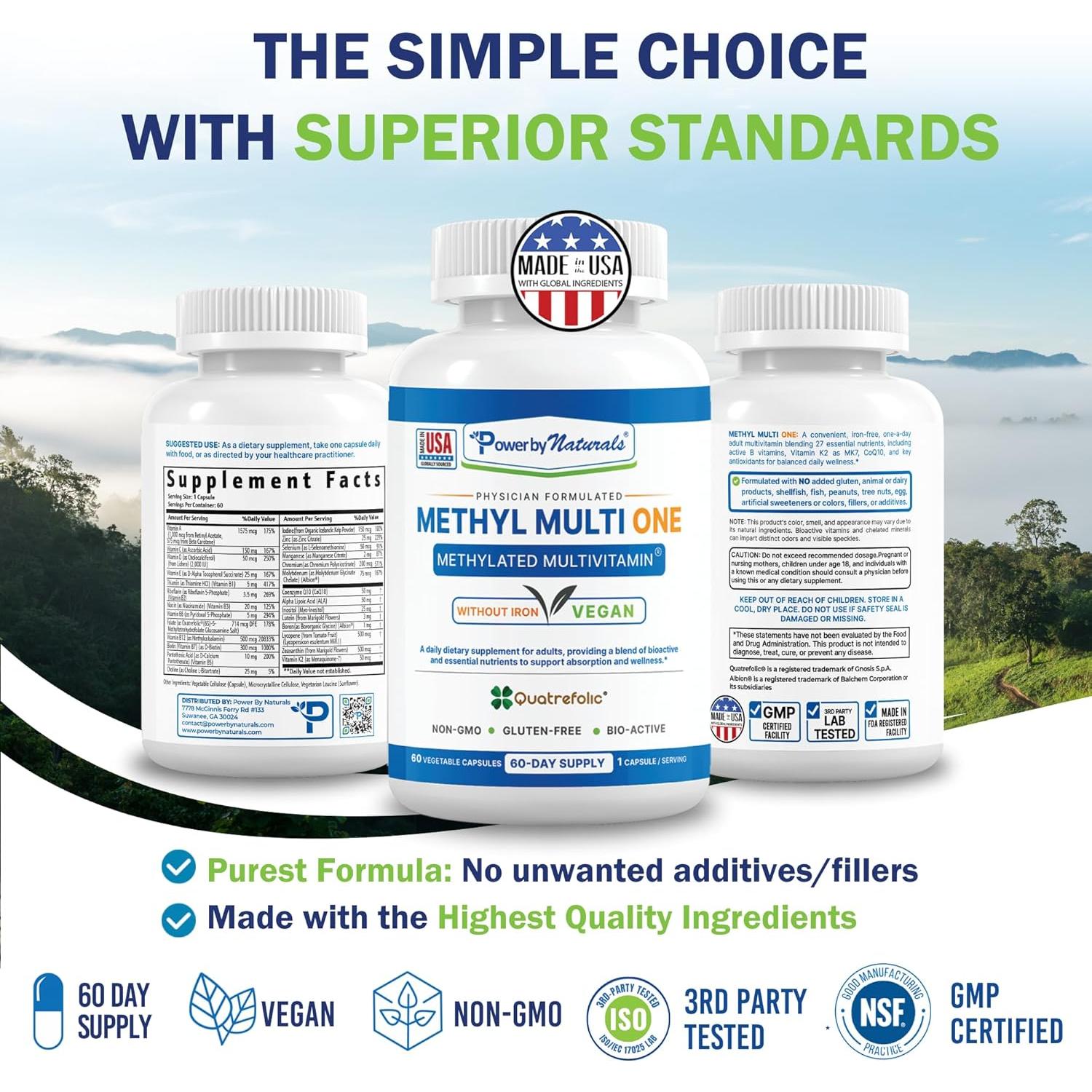 Multivitamina Metilada Power By Naturals 60 Cápsulas - Sin Hierro