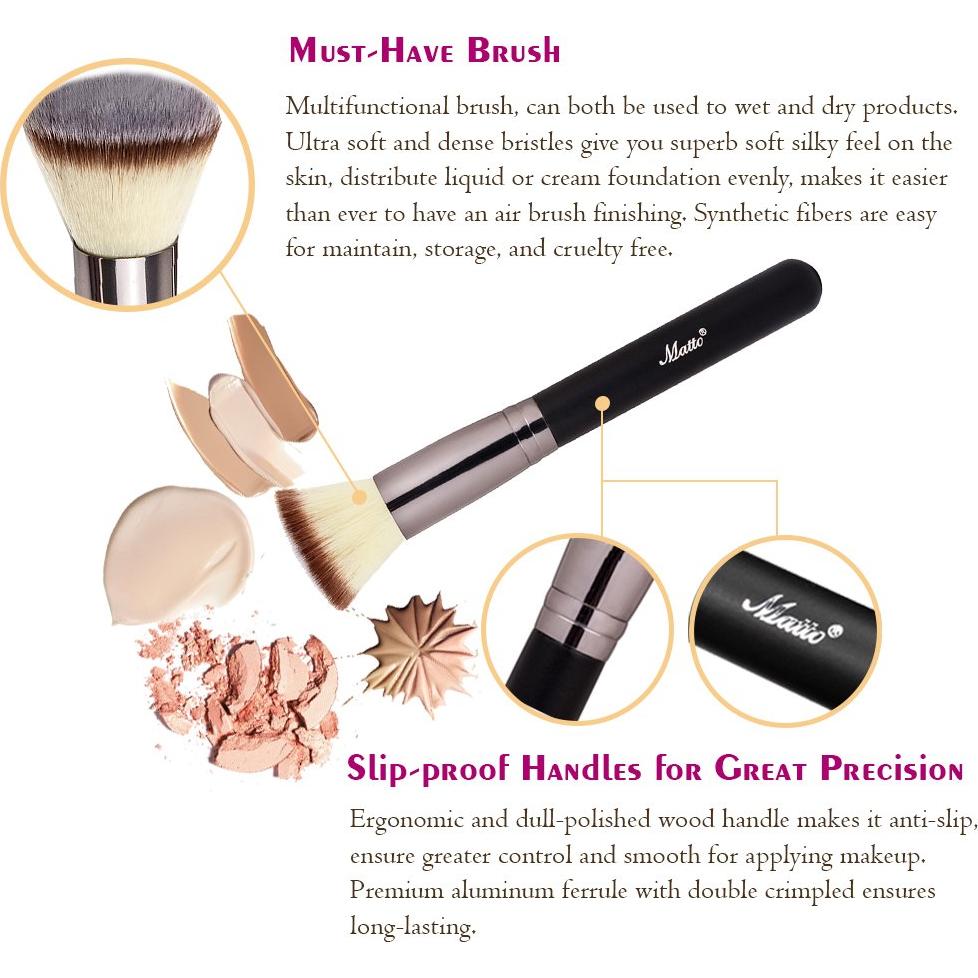 Matto Flat Kabuki Foundation Brush - Flat Top Makeup Brush for Foundation Blending Liquid Cream Mineral Powder 1 Piece