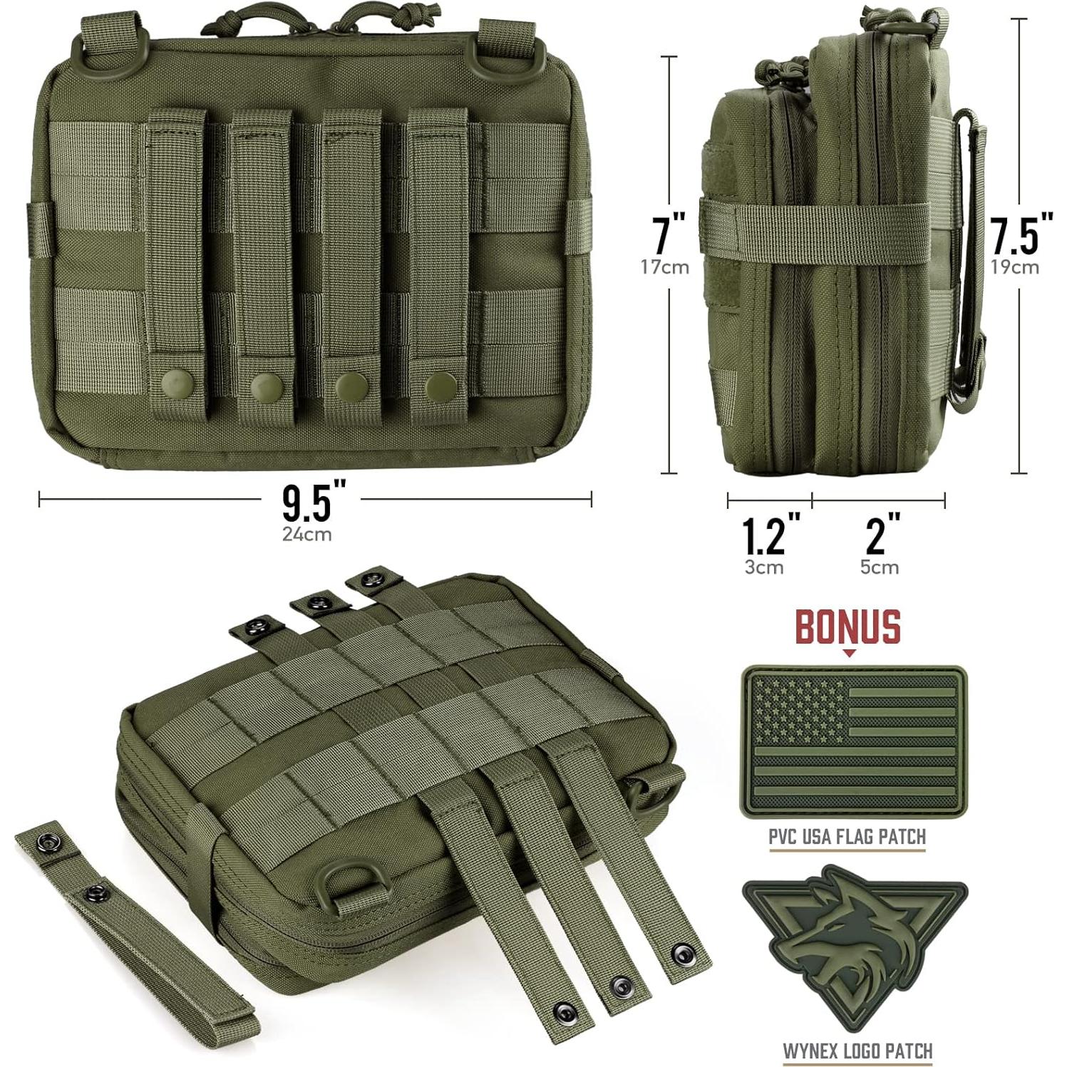 Bolsa Táctica WYNEX Grande EDC Molle 24x19x9cm Verde