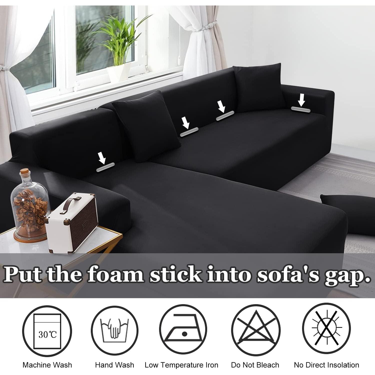 Funda de Sofá NAISI Universal 3 Plazas + 3 Plazas Negra