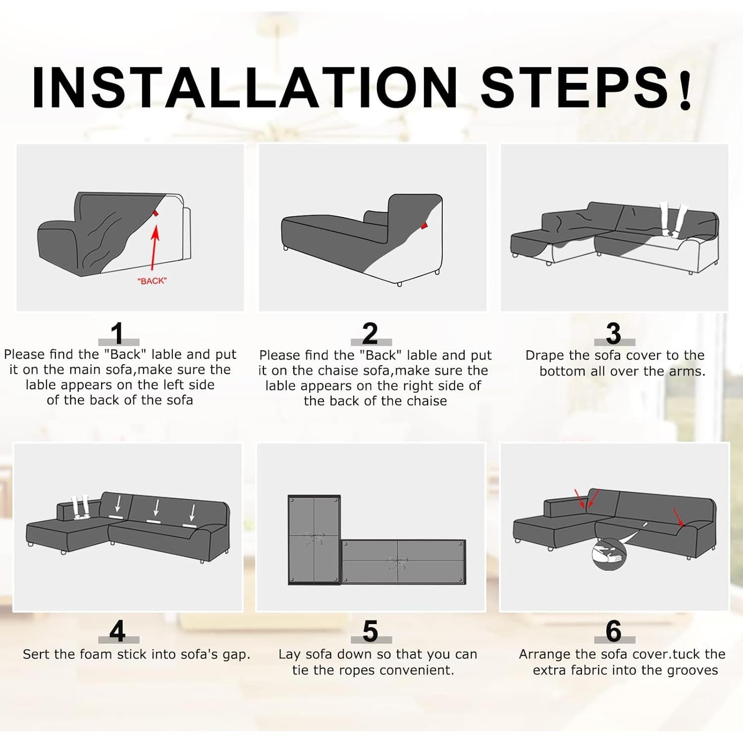 Funda de Sofá NAISI Universal 3 Plazas + 3 Plazas Negra