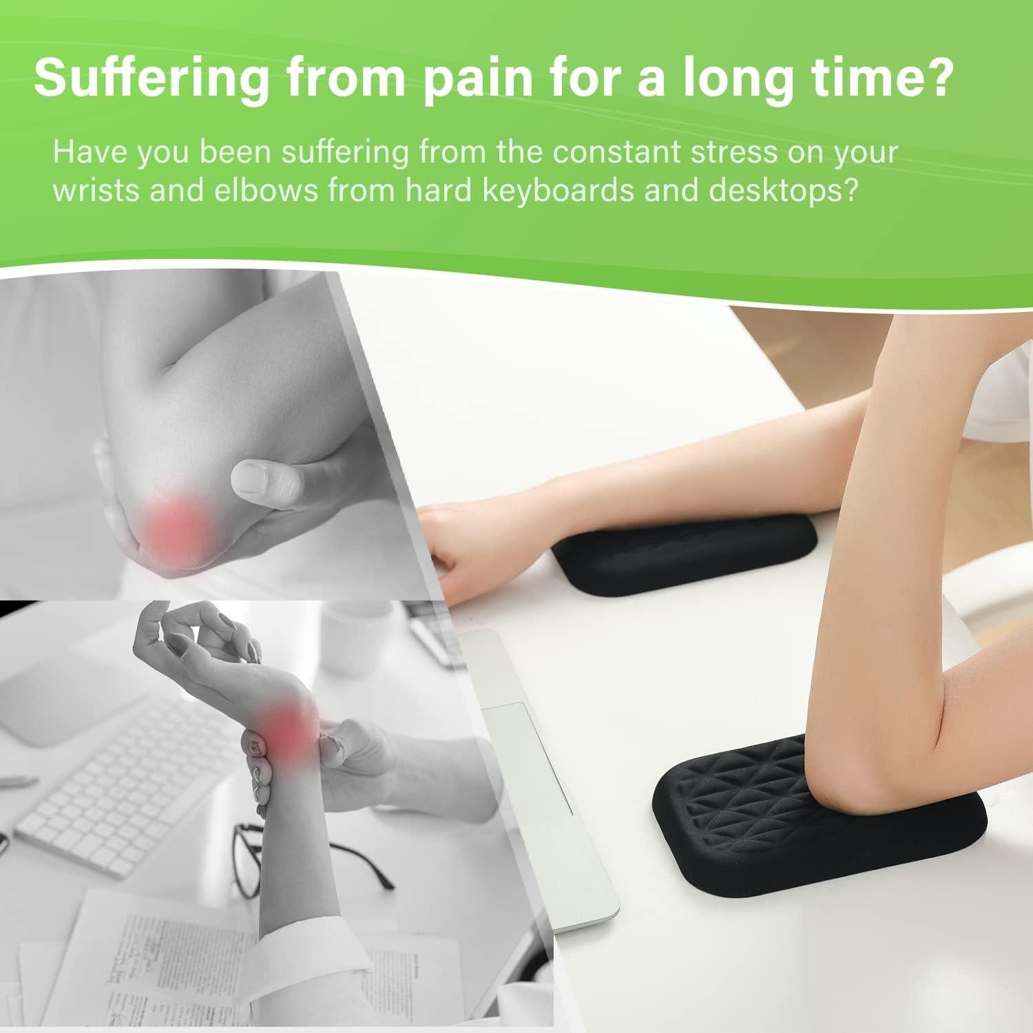 Almohadilla ergonómica LargeLeaf para muñeca y codo, negra