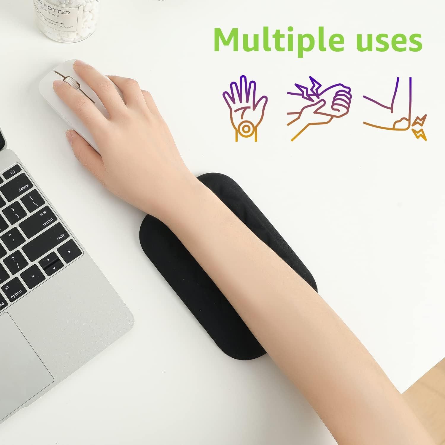 Almohadilla ergonómica LargeLeaf para muñeca y codo, negra