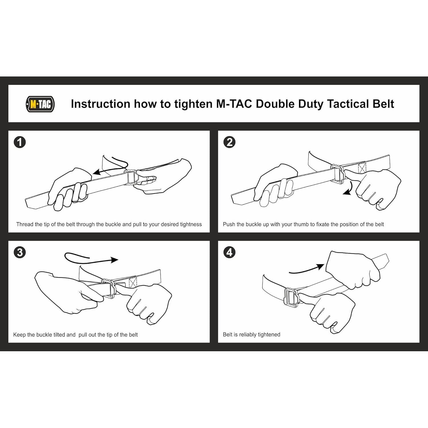 Cinturón Táctico Doble Deber M-Tac 3.81 cm Negro