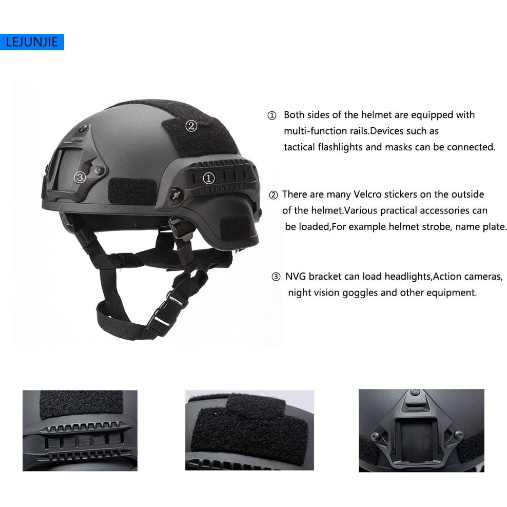 Casco Táctico LEJUNJIE MICH con Gafas Desmontables 700g