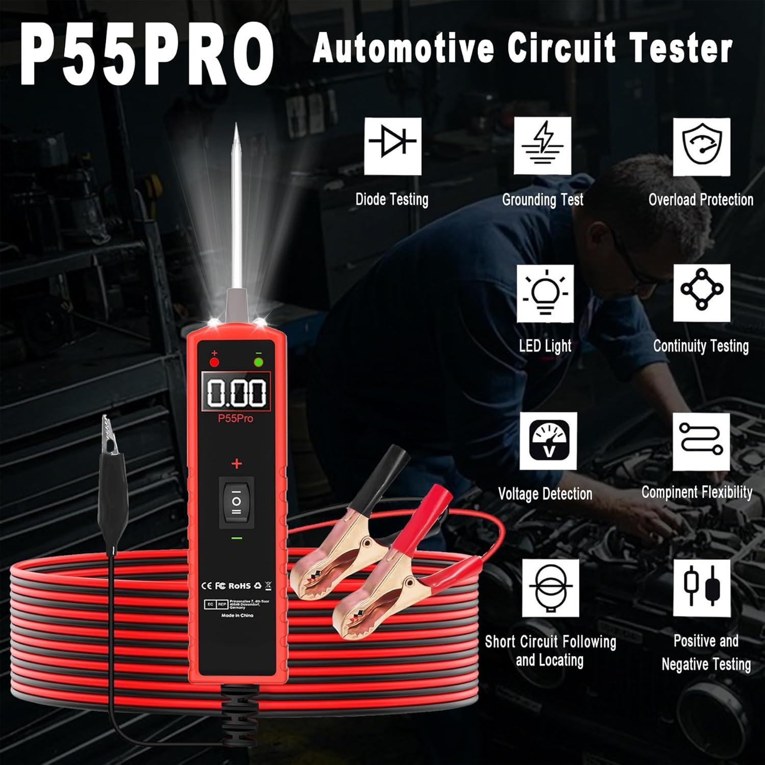 Probador de Circuito Automotriz Aottykro P55 Pro 6-30V Multifuncional