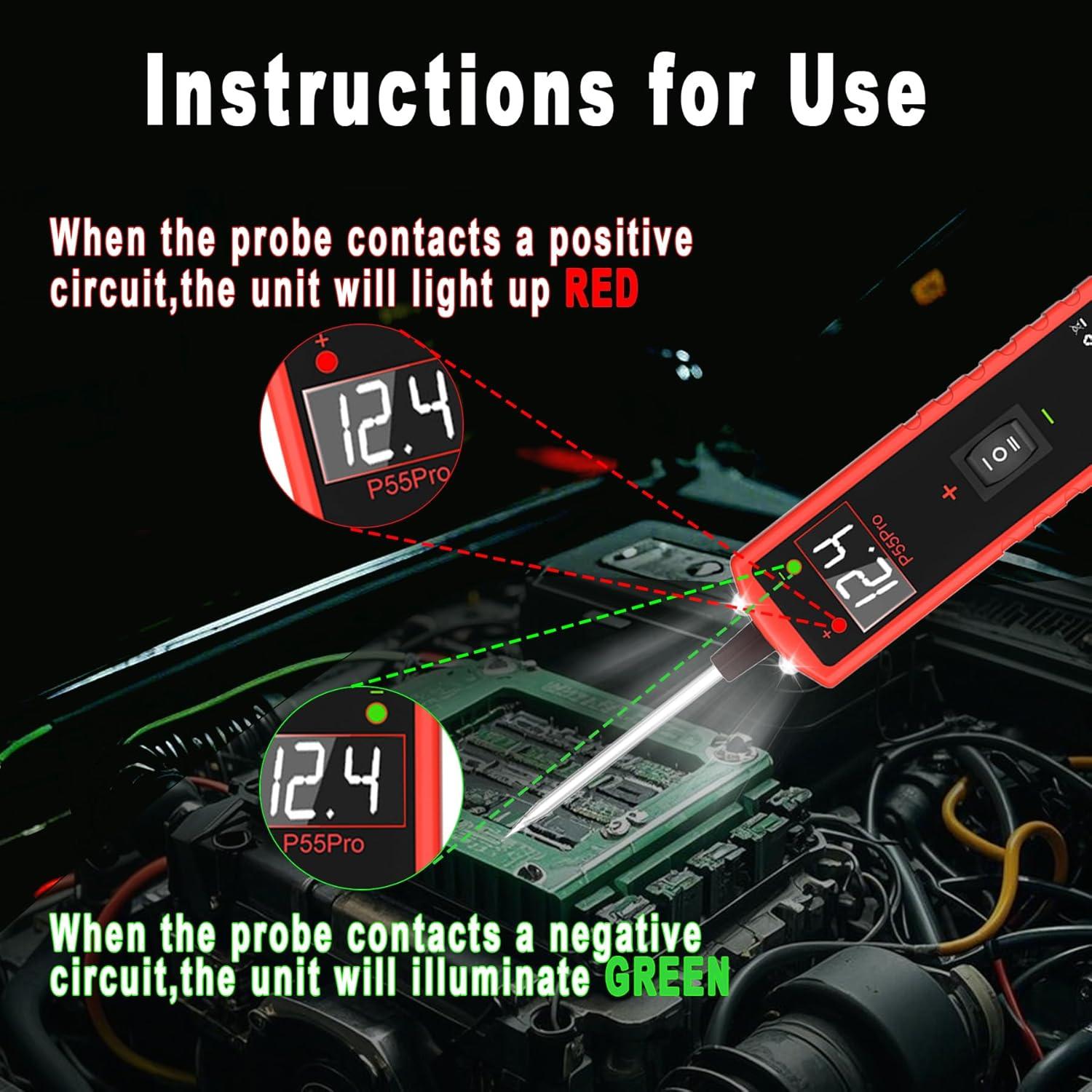 Probador de Circuito Automotriz Aottykro P55 Pro 6-30V Multifuncional