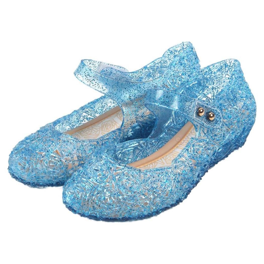 GUGUYeah Princess Costumes Jelly Flats Shoes, Cosplay Birthday Party Dress Up Sandals for Little Girls, Toddler or Kids
