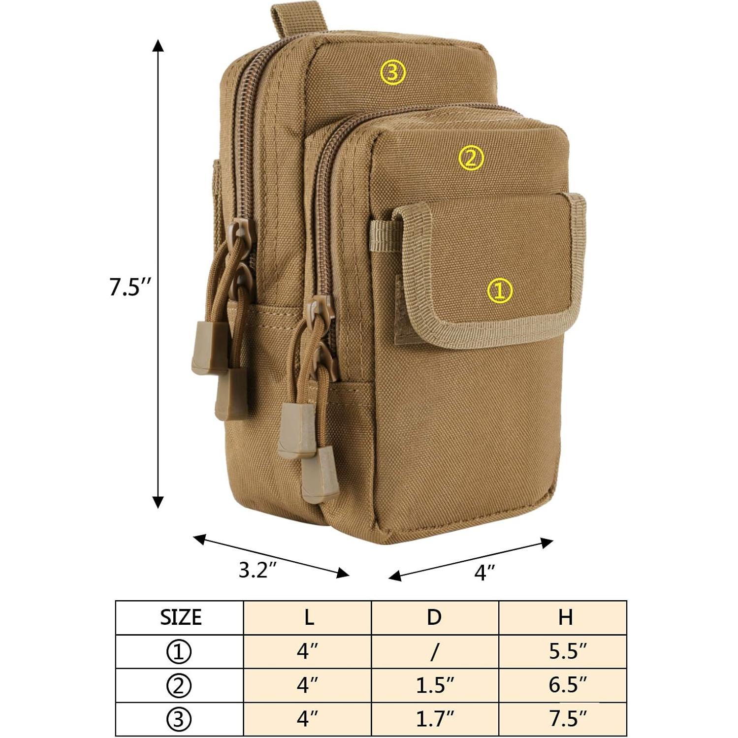 Paquete de 2 Bolsas Molle FRTKK Compactas Resistentes al Agua