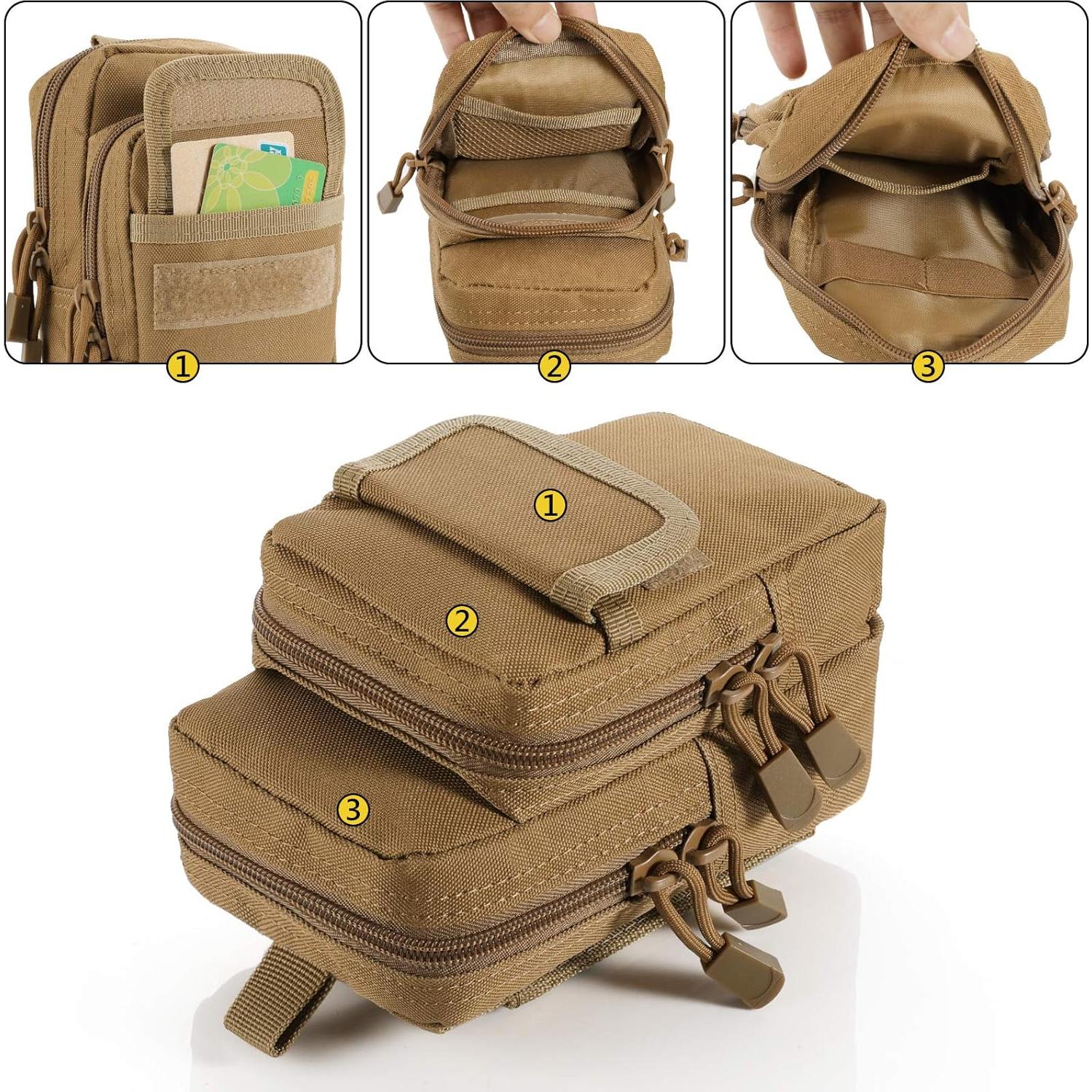 Paquete de 2 Bolsas Molle FRTKK Compactas Resistentes al Agua