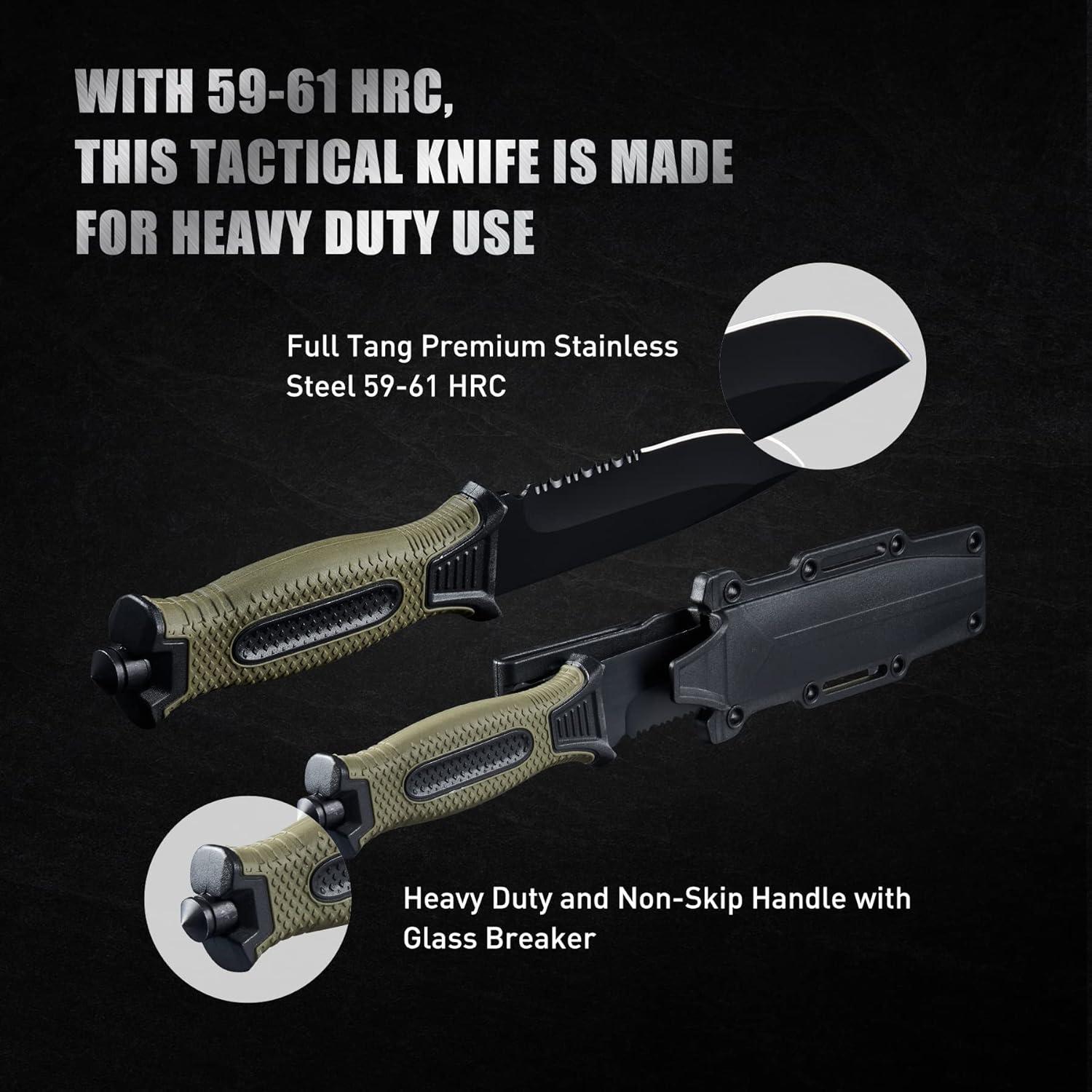 Cuchillo Táctico Leopcito 25 cm Acero Inoxidable Verde