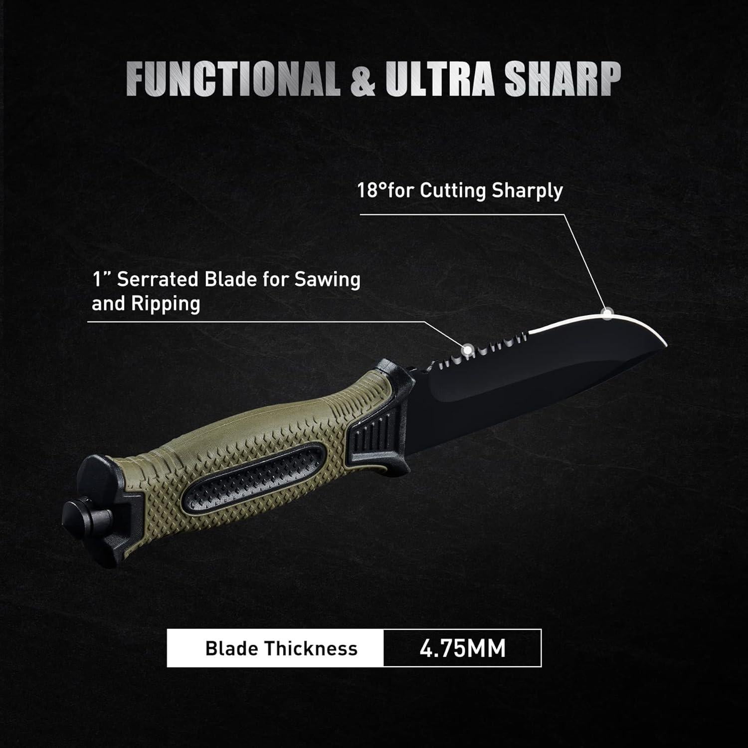 Cuchillo Táctico Leopcito 25 cm Acero Inoxidable Verde