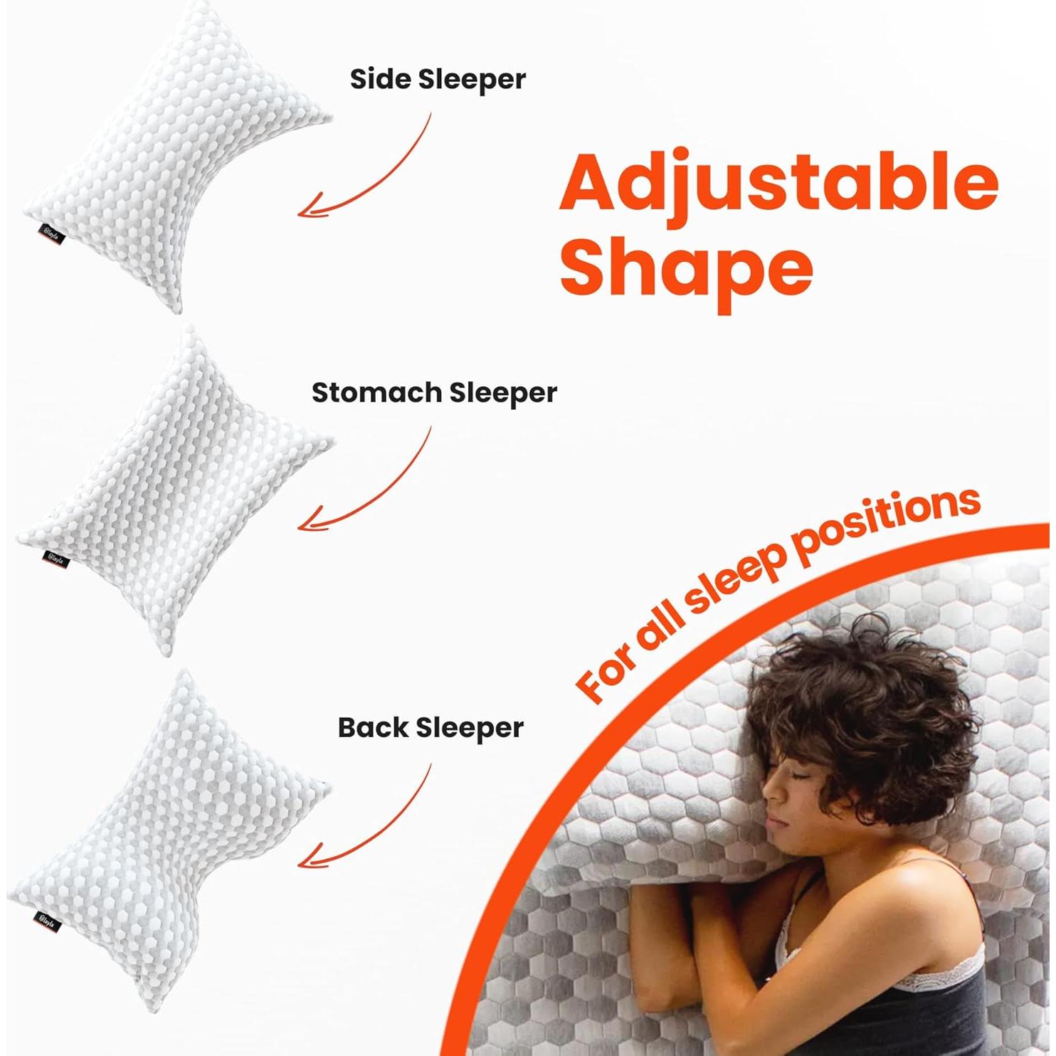 Almohada Ajustable Layla Sleep de Kapok - Reina, Fresca y Ergonómica