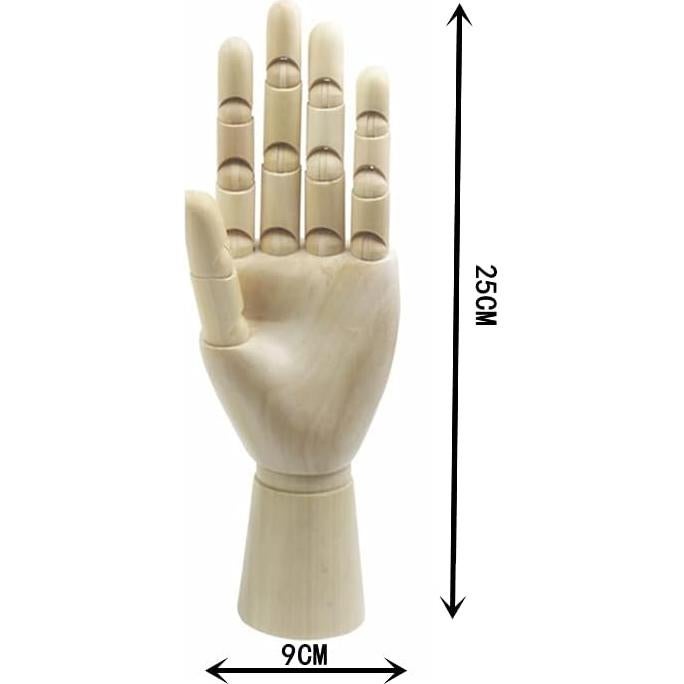 Wood Artist Drawing Manikin Articulated Mannequin with Wooden Flexible Fingers 10" Left Hand (10 inches-Left Hand)