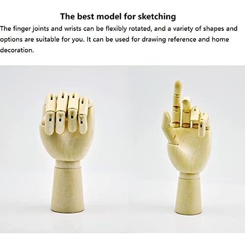 Wood Artist Drawing Manikin Articulated Mannequin with Wooden Flexible Fingers 10" Left Hand (10 inches-Left Hand)