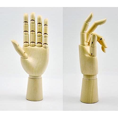 Wood Artist Drawing Manikin Articulated Mannequin with Wooden Flexible Fingers 10" Left Hand (10 inches-Left Hand)