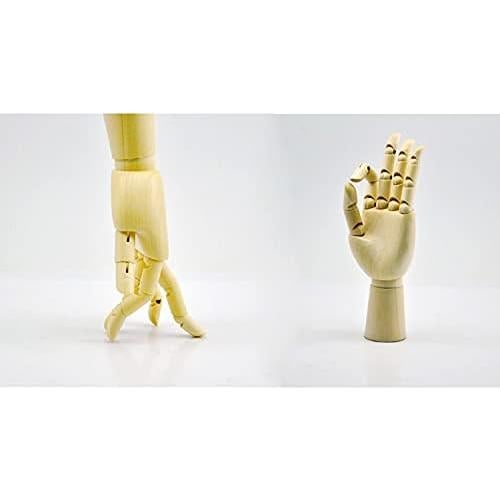 Wood Artist Drawing Manikin Articulated Mannequin with Wooden Flexible Fingers 10" Left Hand (10 inches-Left Hand)