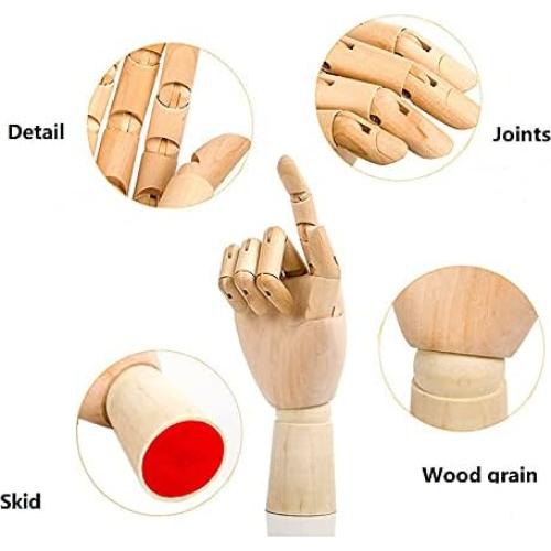 Wood Artist Drawing Manikin Articulated Mannequin with Wooden Flexible Fingers 10" Left Hand (10 inches-Left Hand)