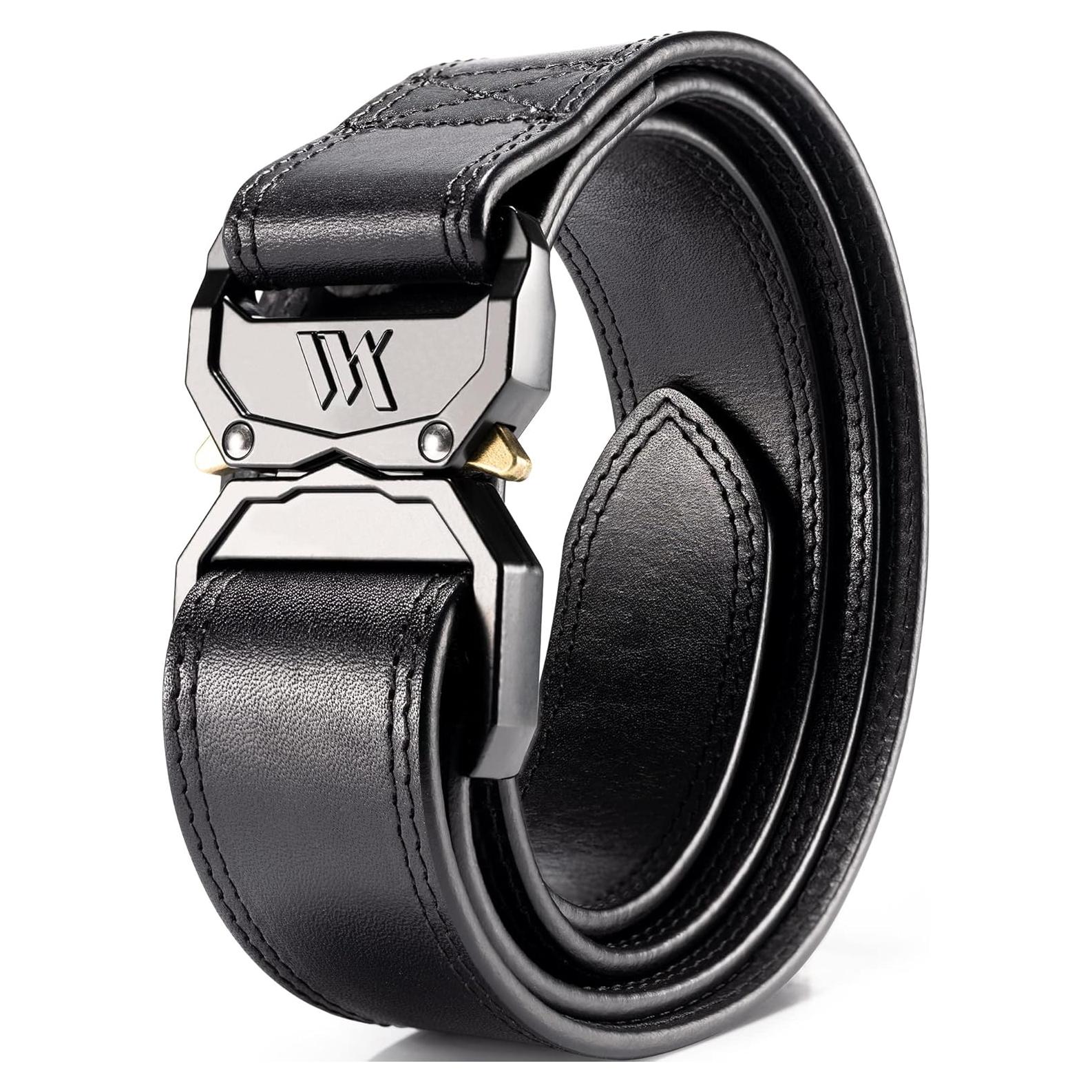 Cinturón Táctico WOLFANT de Cuero Italiano 3.81 cm Negro