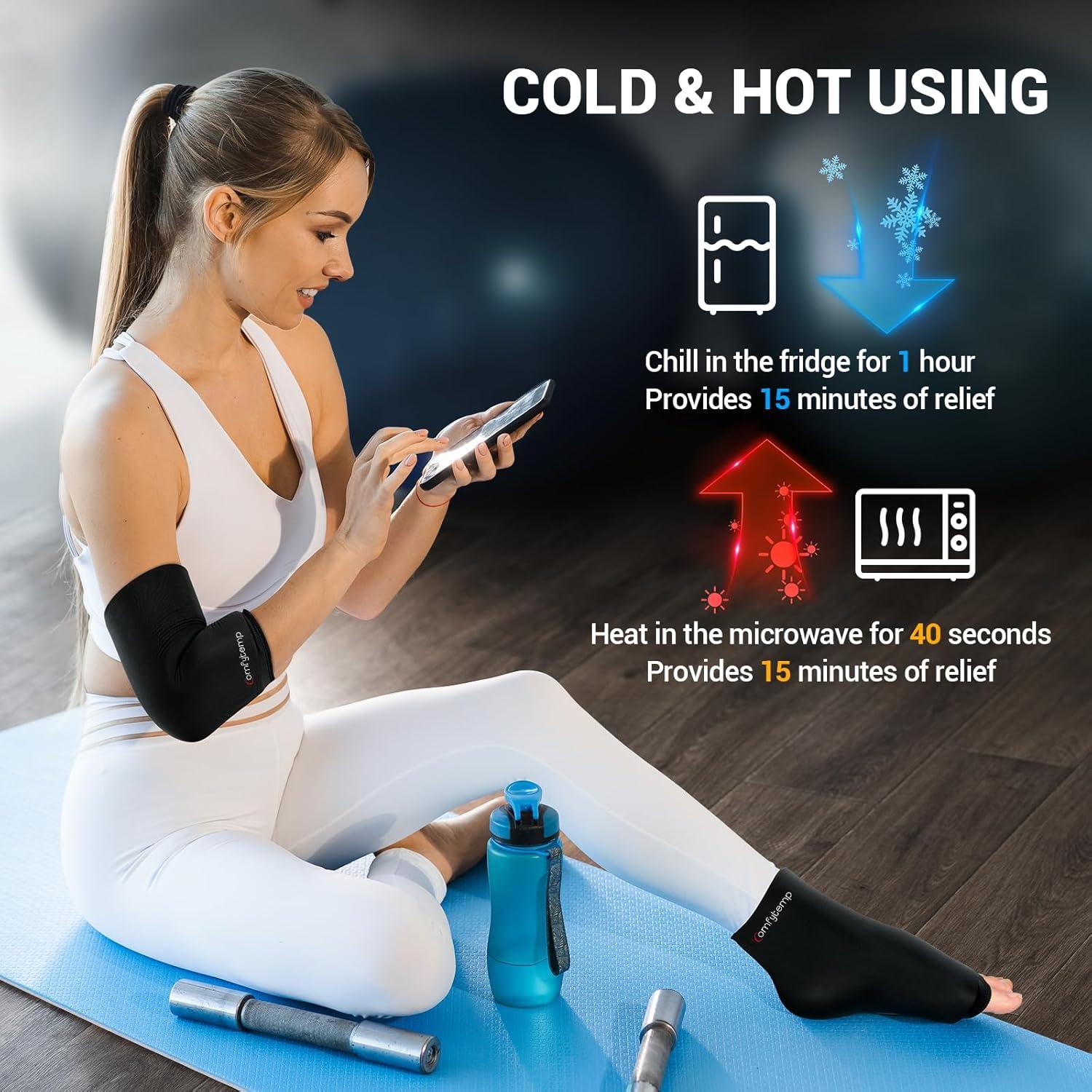 Comfytemp Ankle Ice Pack Wrap for Swelling, Reusable Freeze Sleeve, FSA HSA Eligible, Gel Ice Pack for Injuries, Plantar Fasciitis Relief, Ankle Compression Sleeve for Heel Spur, Cold & Hot Therapy -S