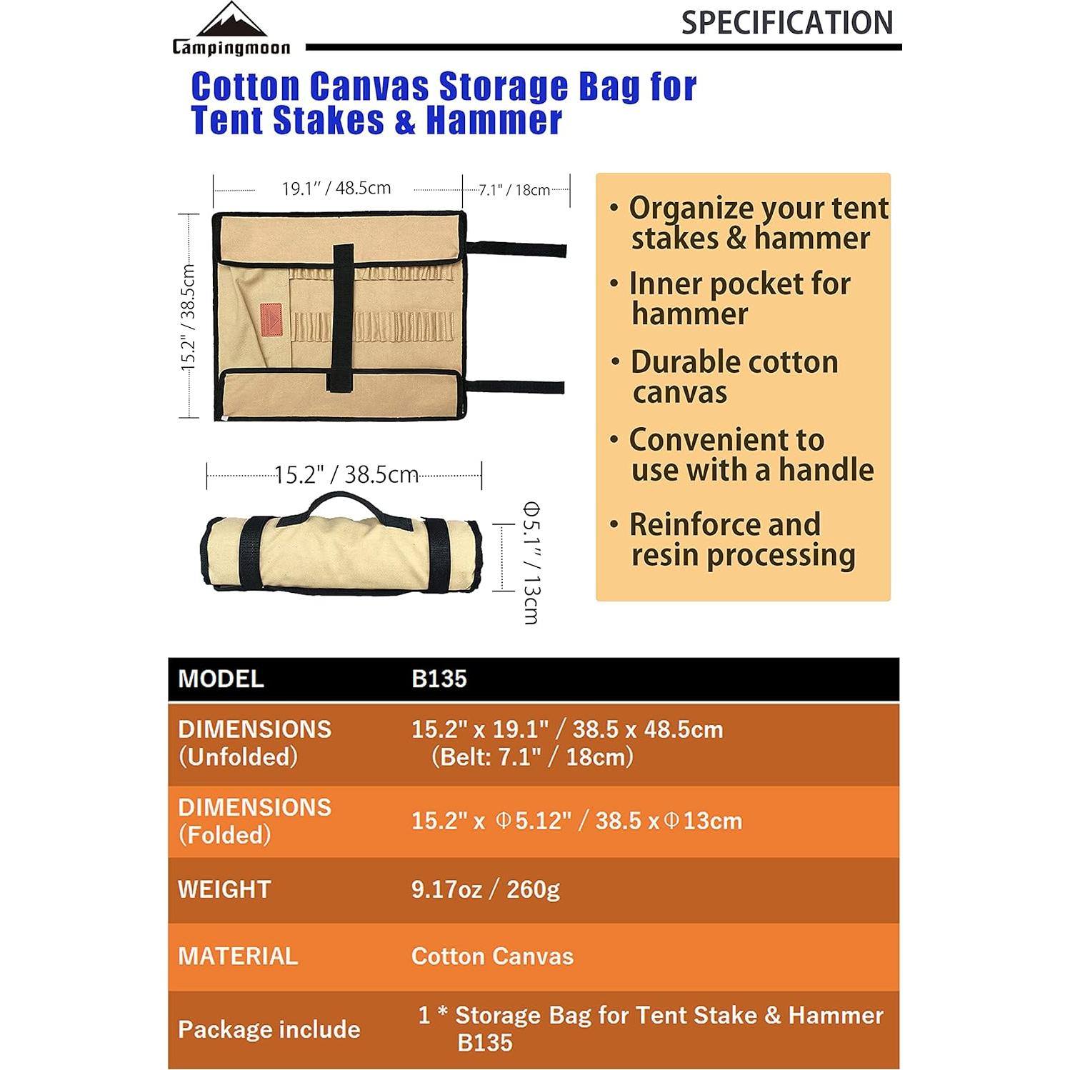 Bolsa de Almacenamiento Camping Moon para Estacas de Tienda