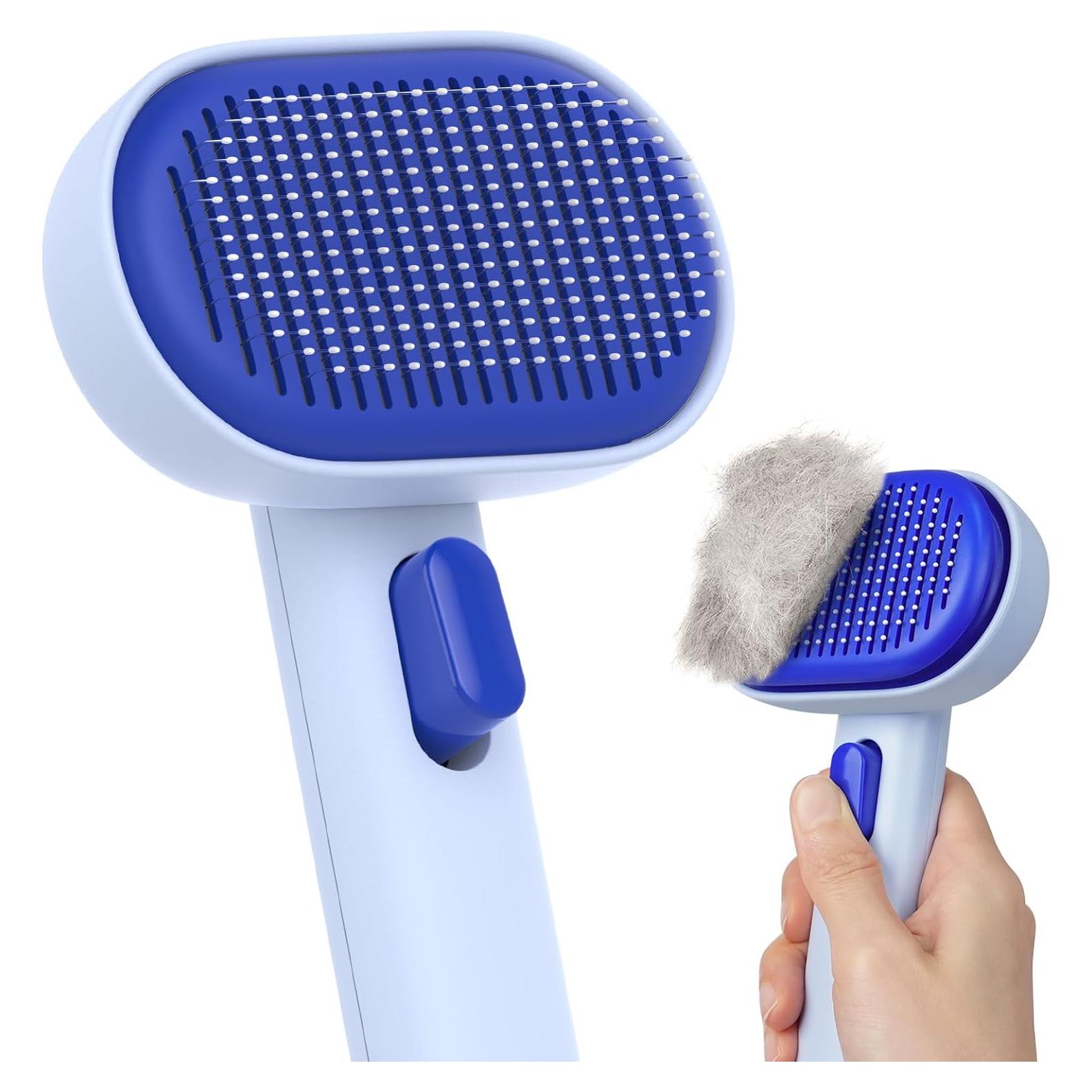 Cepillo Deshedding para Mascotas Aumuca Azul 10x5x20cm