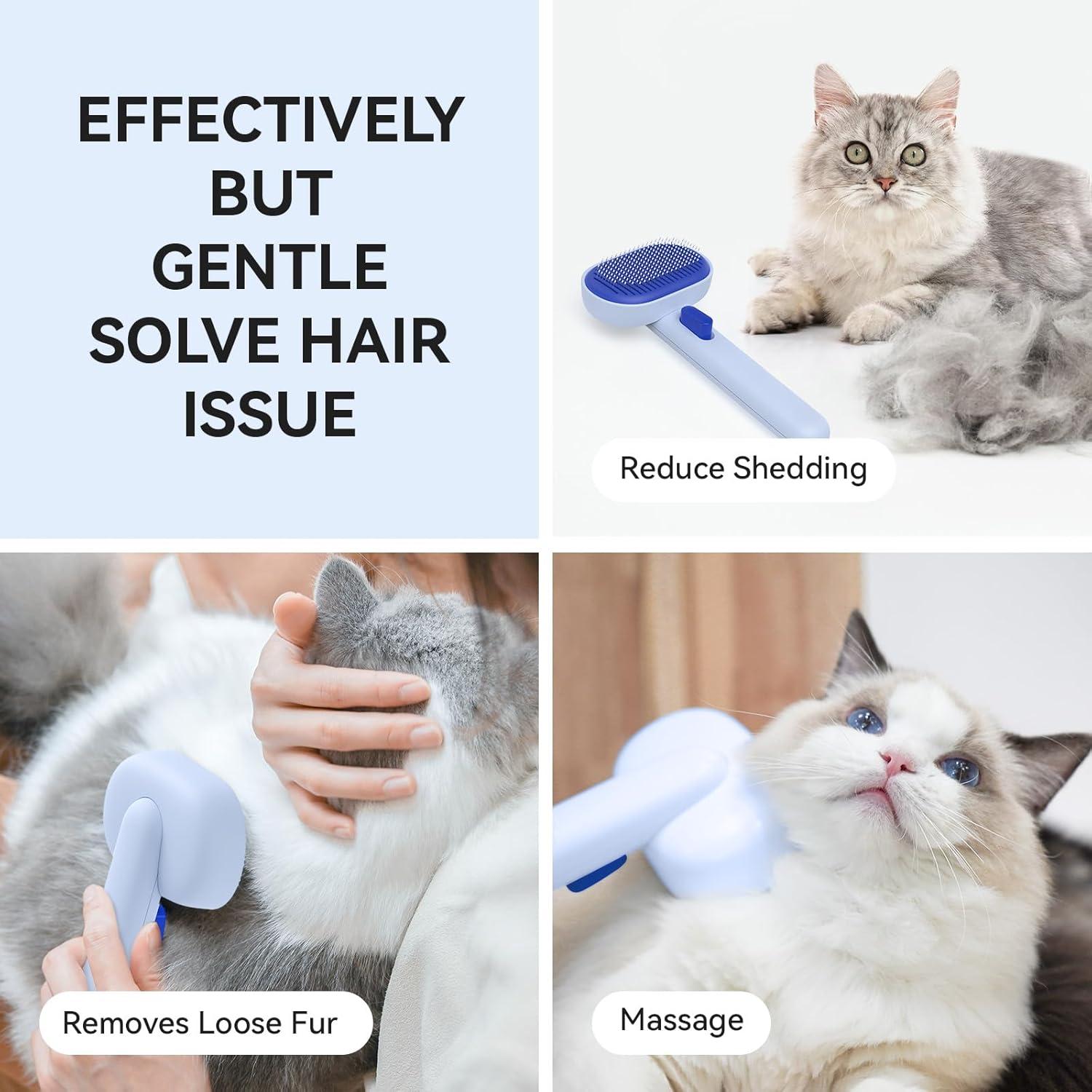 Cepillo Deshedding para Mascotas Aumuca Azul 10x5x20cm