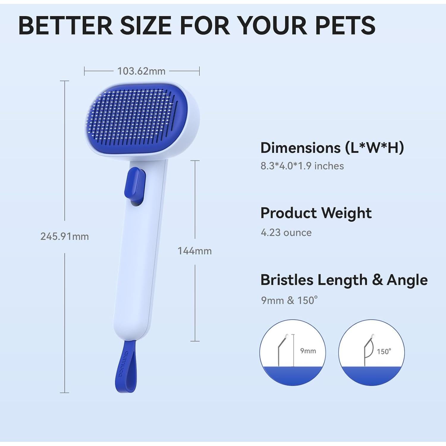 Cepillo Deshedding para Mascotas Aumuca Azul 10x5x20cm