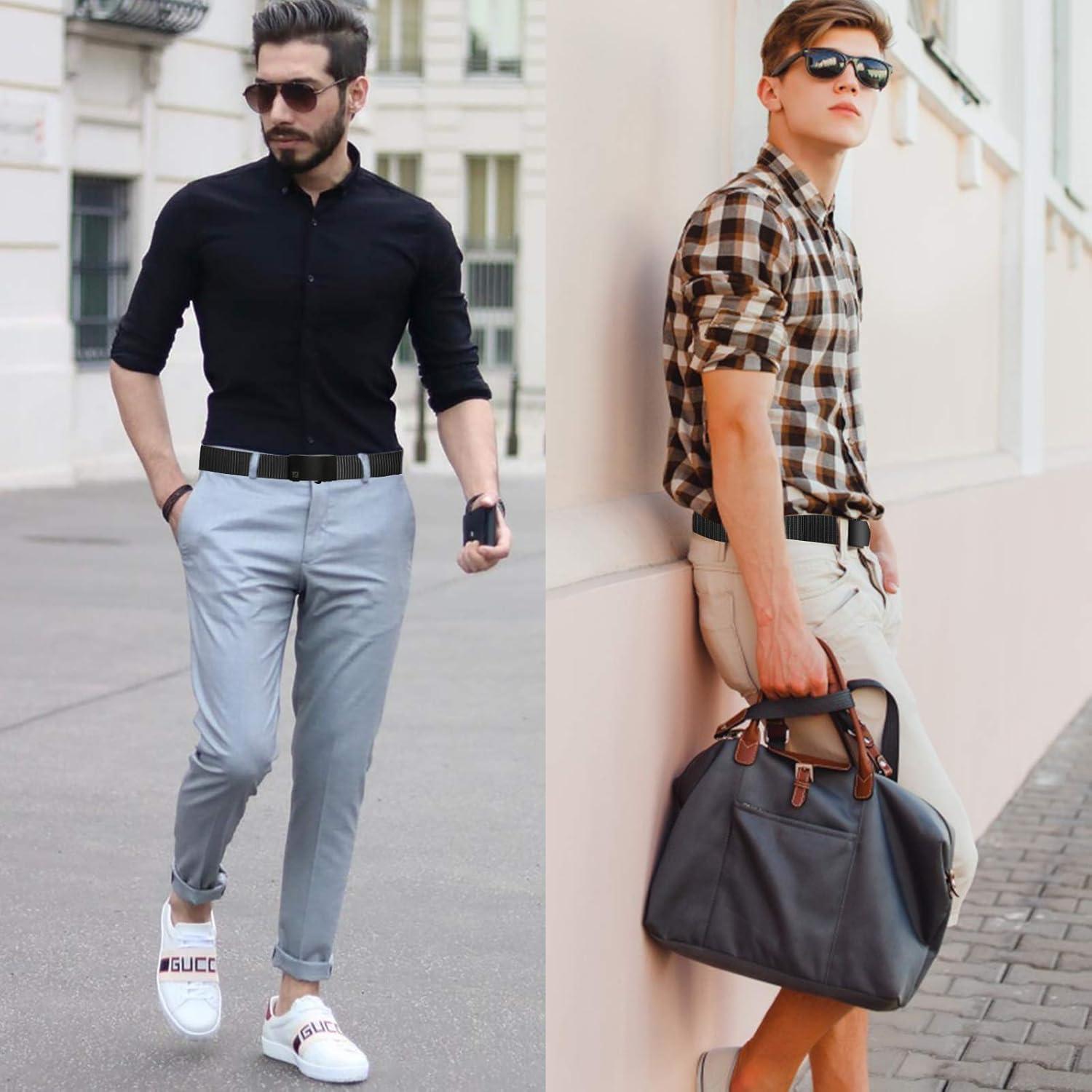 Cinturones de Golf WONDAY 2 Pack Nylon Ajustable para Hombres