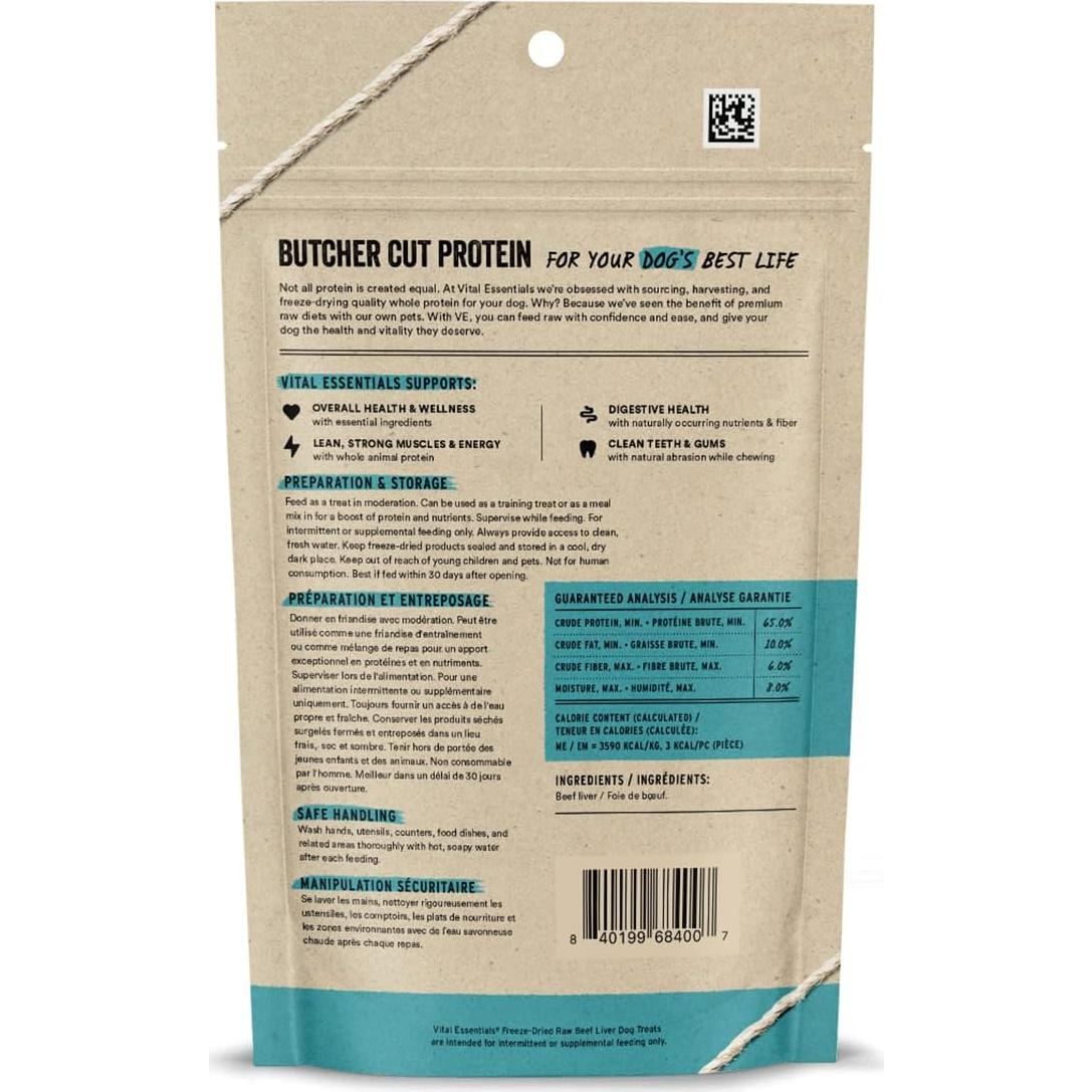 Vital Essentials Beef Liver Dog Treats, 2.1 oz | Freeze-Dried Raw | Single Ingredient | Premium Quality High Protein Training Treats | Grain Free, Gluten Free, Filler Free