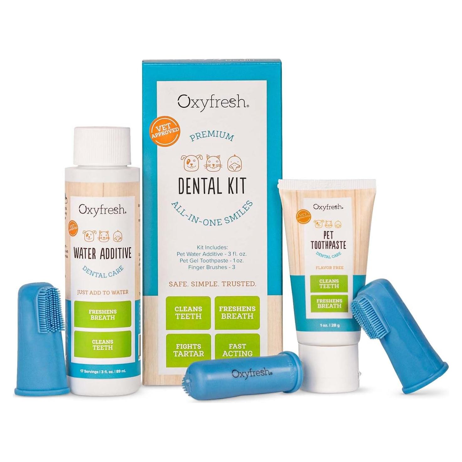 Kit Dental Oxyfresh para Perros y Gatos - Aliento Fresco y Dientes Limpios