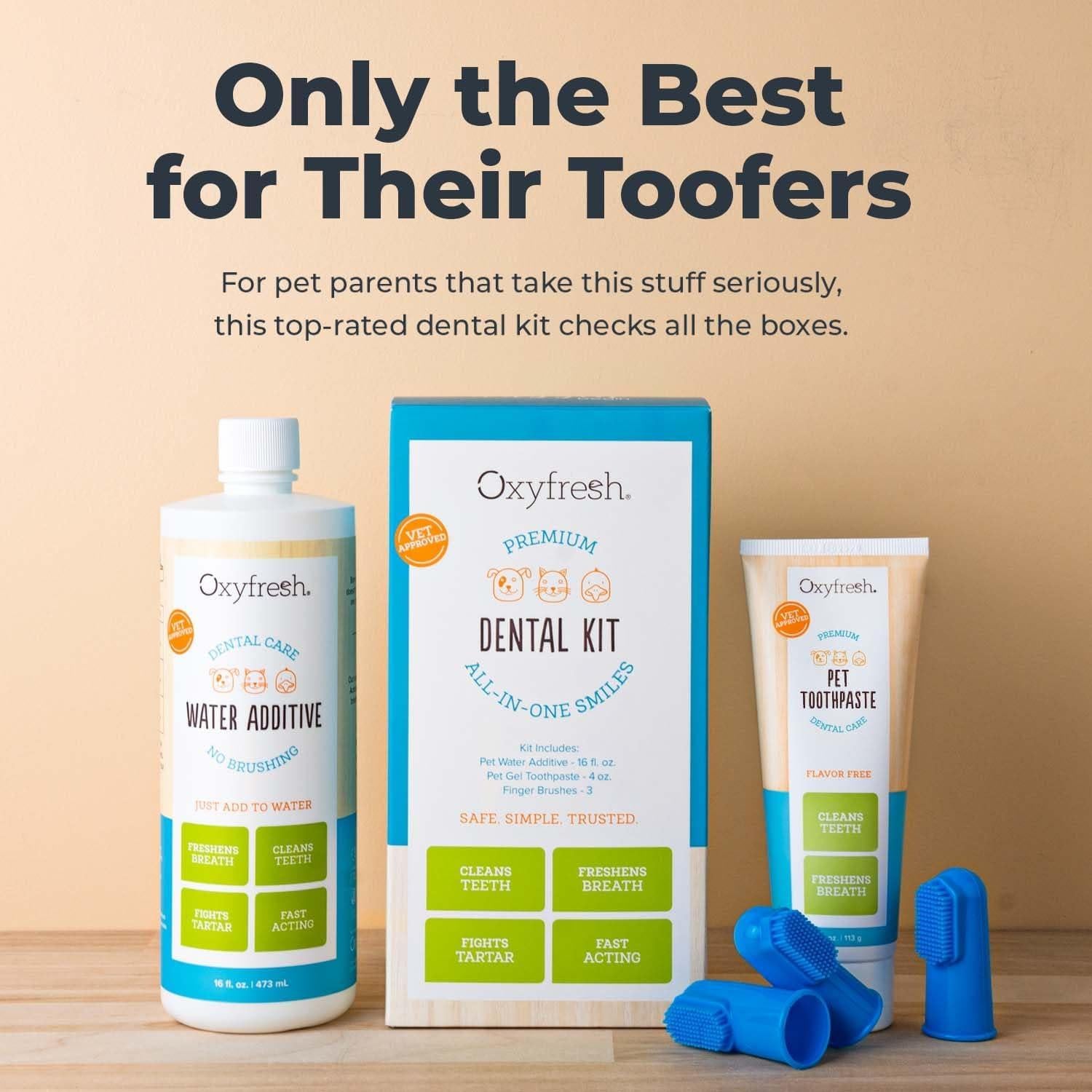 Kit Dental Oxyfresh para Perros y Gatos - Aliento Fresco y Dientes Limpios