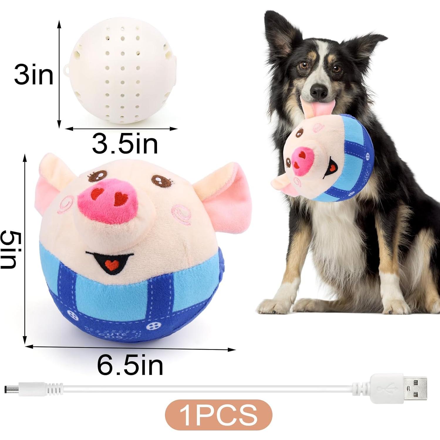 BABORUI Interactive Dog Toys Pig, Jumping Squeaky Dog Toys with Recording and Music Modes, Rechargeable Moving Dog Chew Toys for Small/Medium/Large Dogs to Keep Them Busy(Blue Pig)