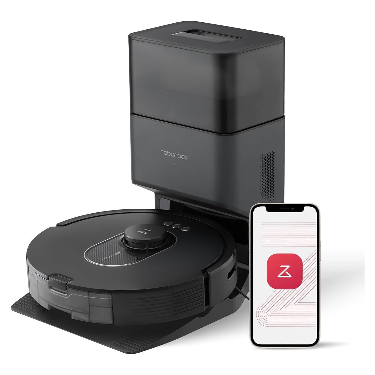 roborock Q5 Max+ Robot Vacuum with Self-Empty Dock, Upgraded from Q5+, 5500 Pa Suction, DuoRoller Brush, Hands-Free Cleaning for up to 7 Weeks, PreciSense LiDAR Navigation, App & Voice Control