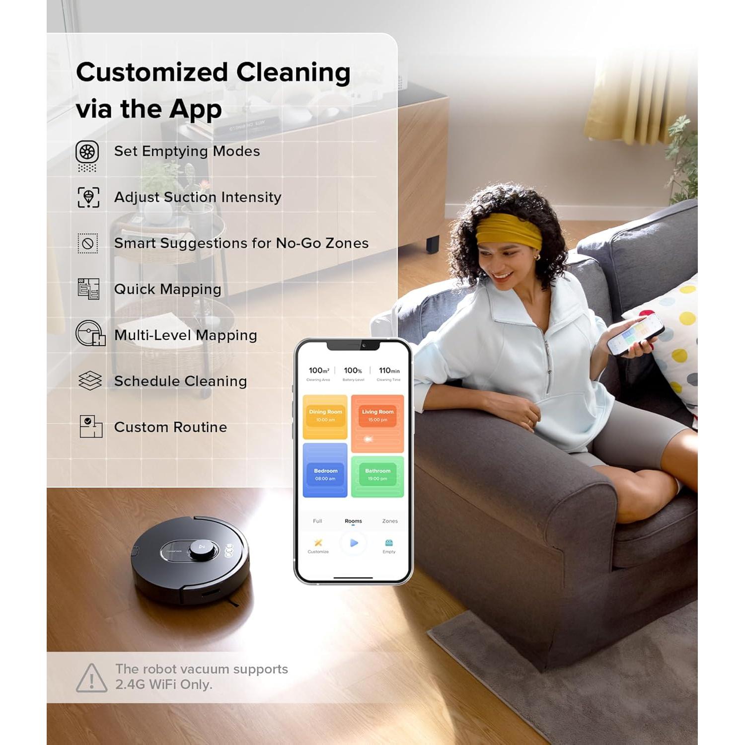 roborock Q5 Max+ Robot Vacuum with Self-Empty Dock, Upgraded from Q5+, 5500 Pa Suction, DuoRoller Brush, Hands-Free Cleaning for up to 7 Weeks, PreciSense LiDAR Navigation, App & Voice Control