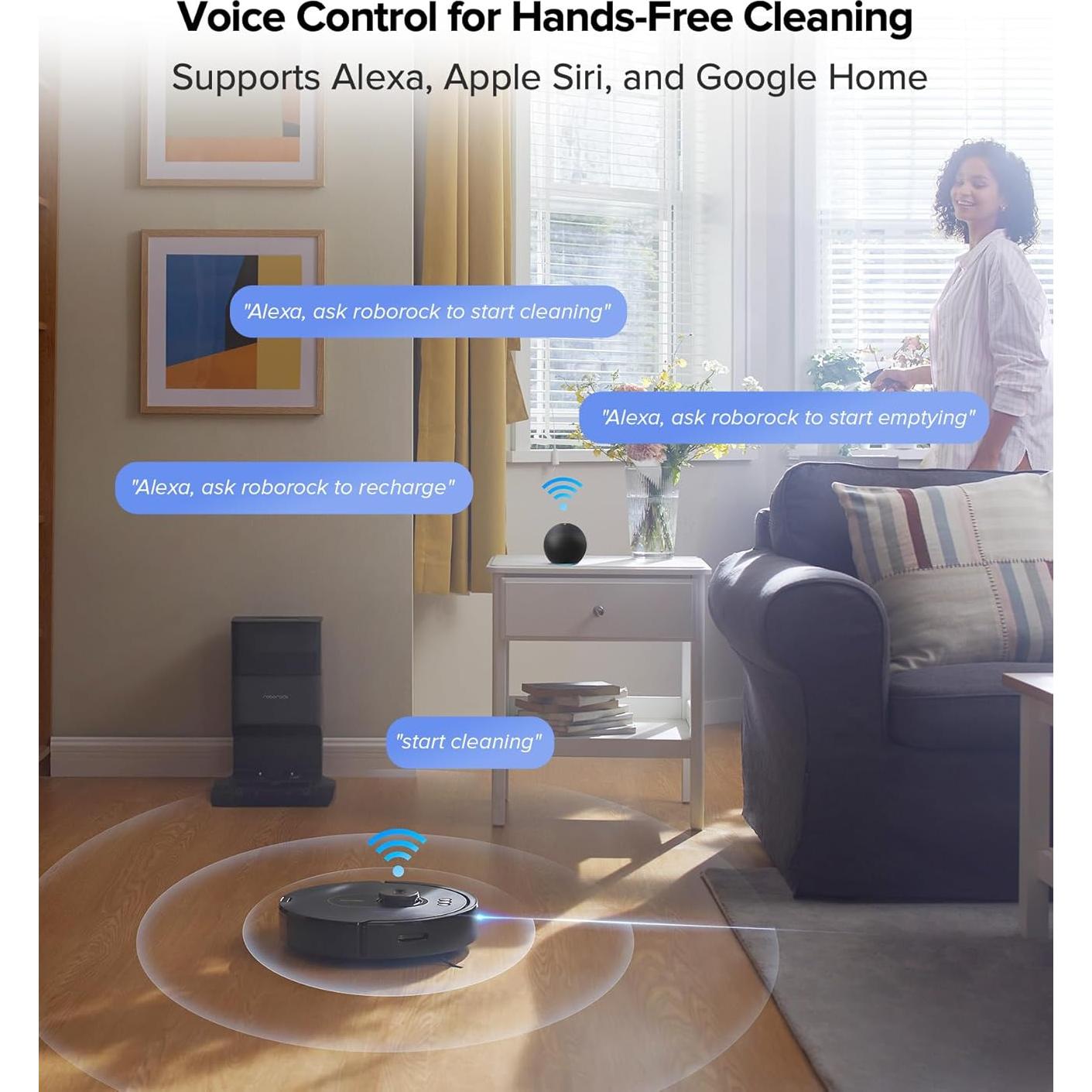 roborock Q5 Max+ Robot Vacuum with Self-Empty Dock, Upgraded from Q5+, 5500 Pa Suction, DuoRoller Brush, Hands-Free Cleaning for up to 7 Weeks, PreciSense LiDAR Navigation, App & Voice Control