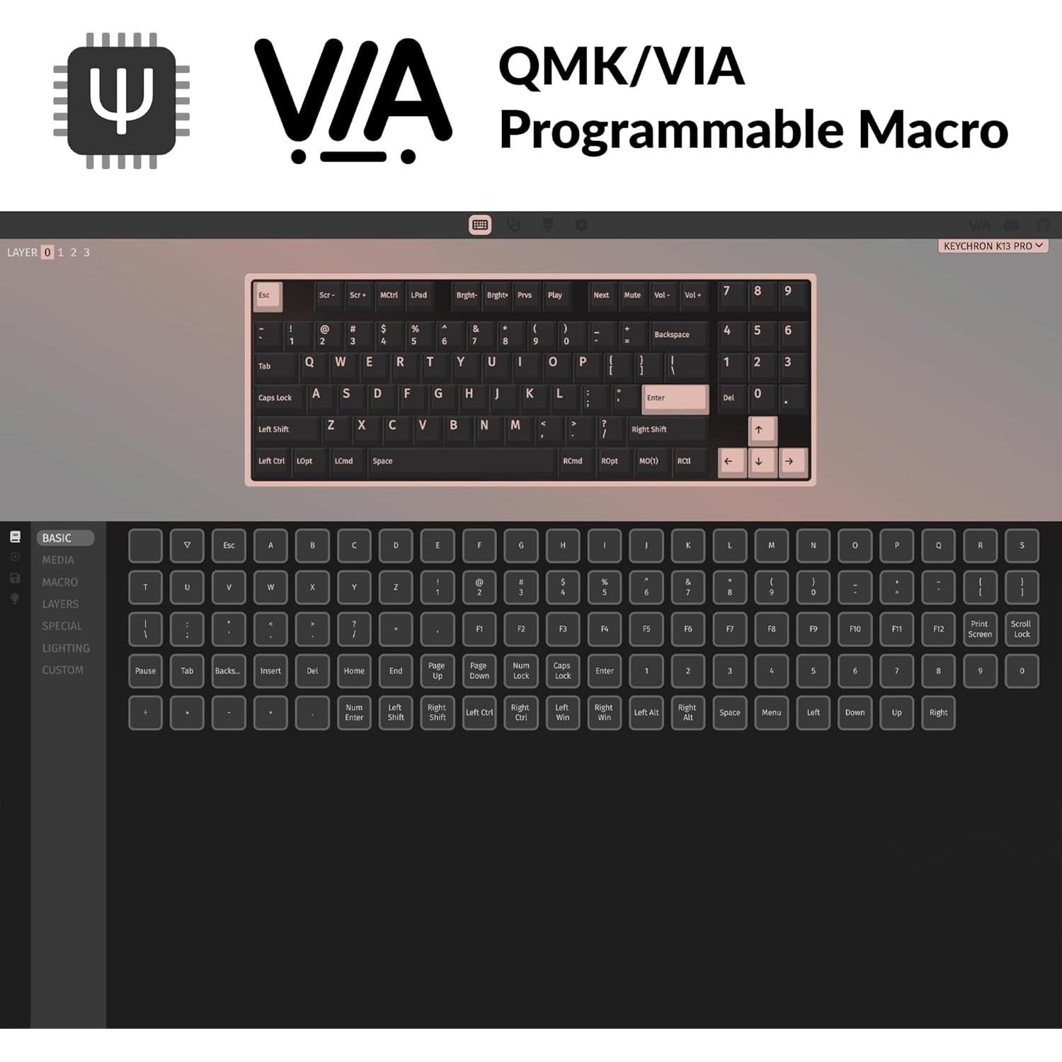 Teclado Mecánico Inalámbrico Keychron K13 Pro TKL RGB