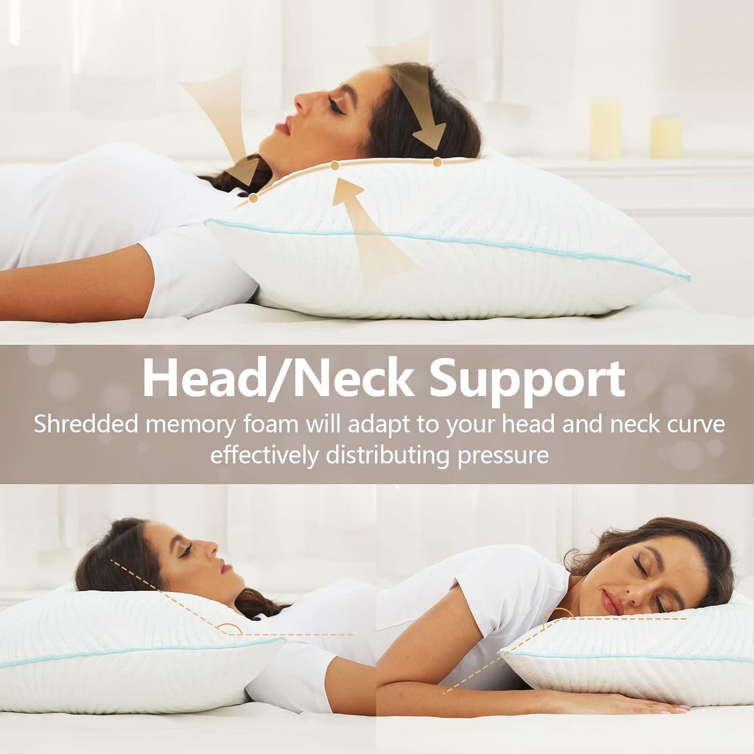 Juego de 2 Almohadas Estándar Smilereve Espuma Viscoelástica Refrigerante