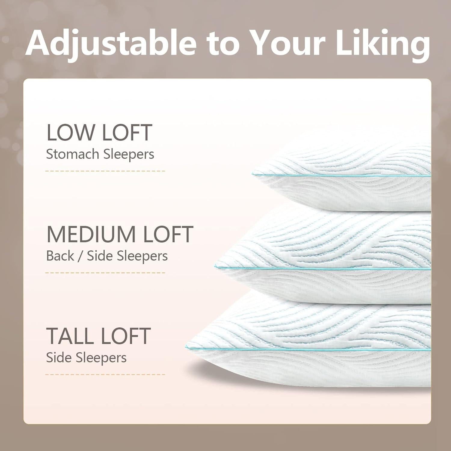 Juego de 2 Almohadas Estándar Smilereve Espuma Viscoelástica Refrigerante